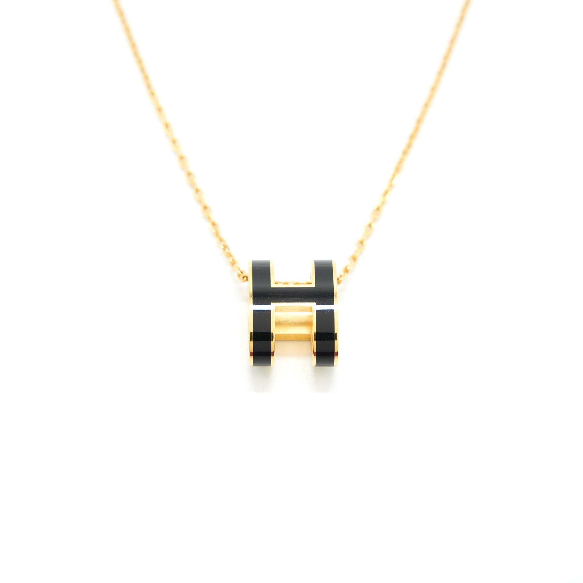 HERMES POP H NECKLACE BLACK GHW