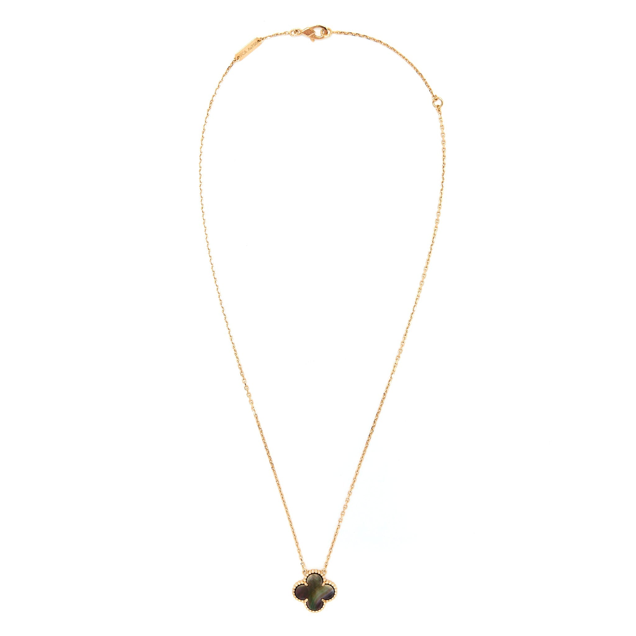 VAN CLEEF & ARPELS VINTAGE ALHAMBRA PENDANT MOTHER OF PEARL GREY ROSE GOLD