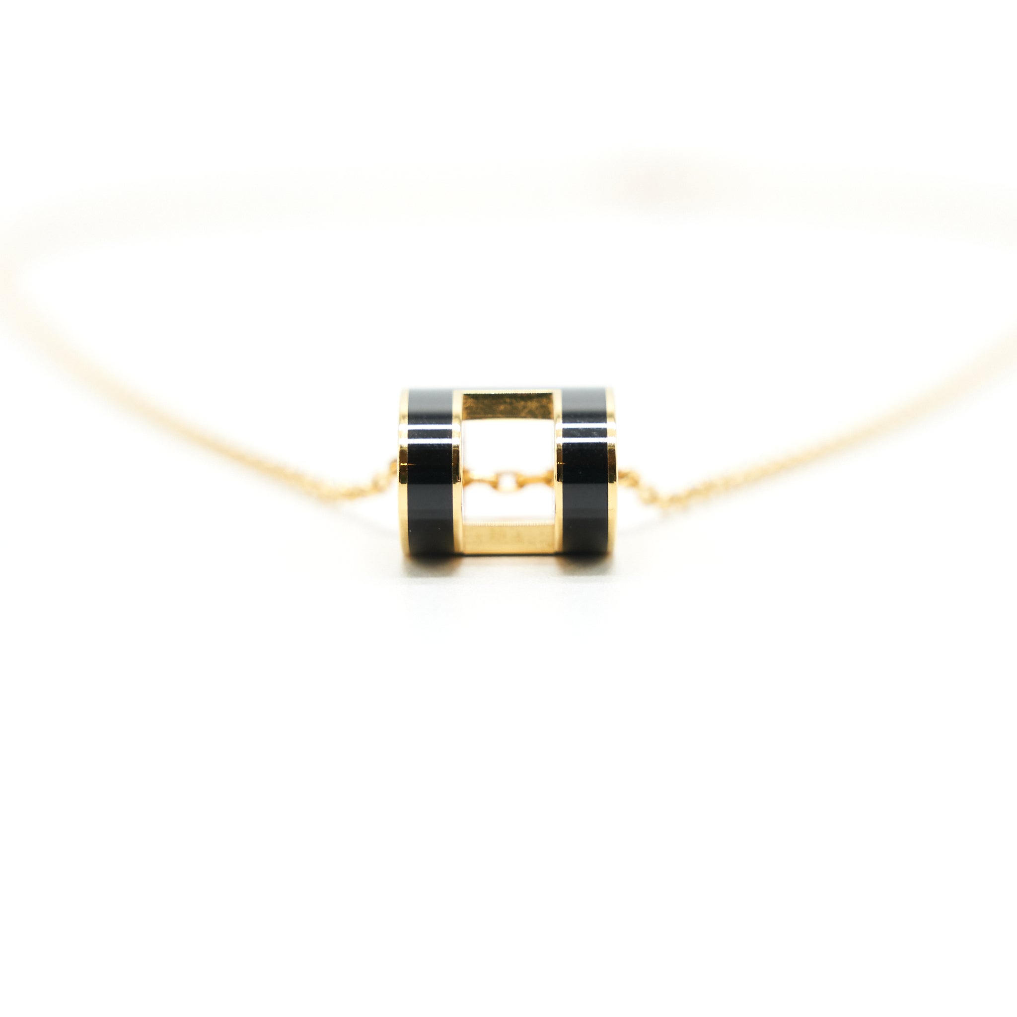 HERMES POP H NECKLACE BLACK GHW