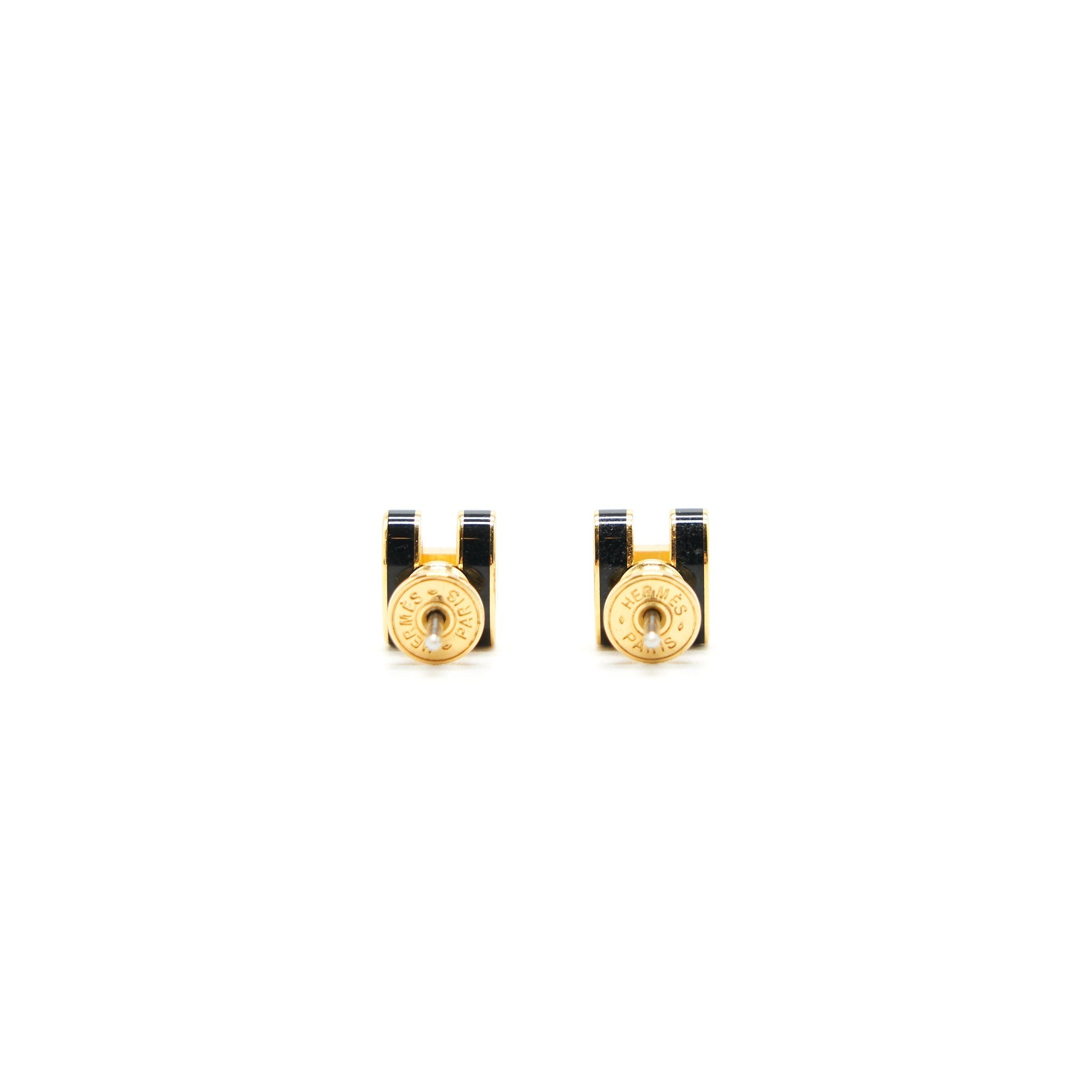 HERMES MINI POP H EARRINGS BLACK GHW