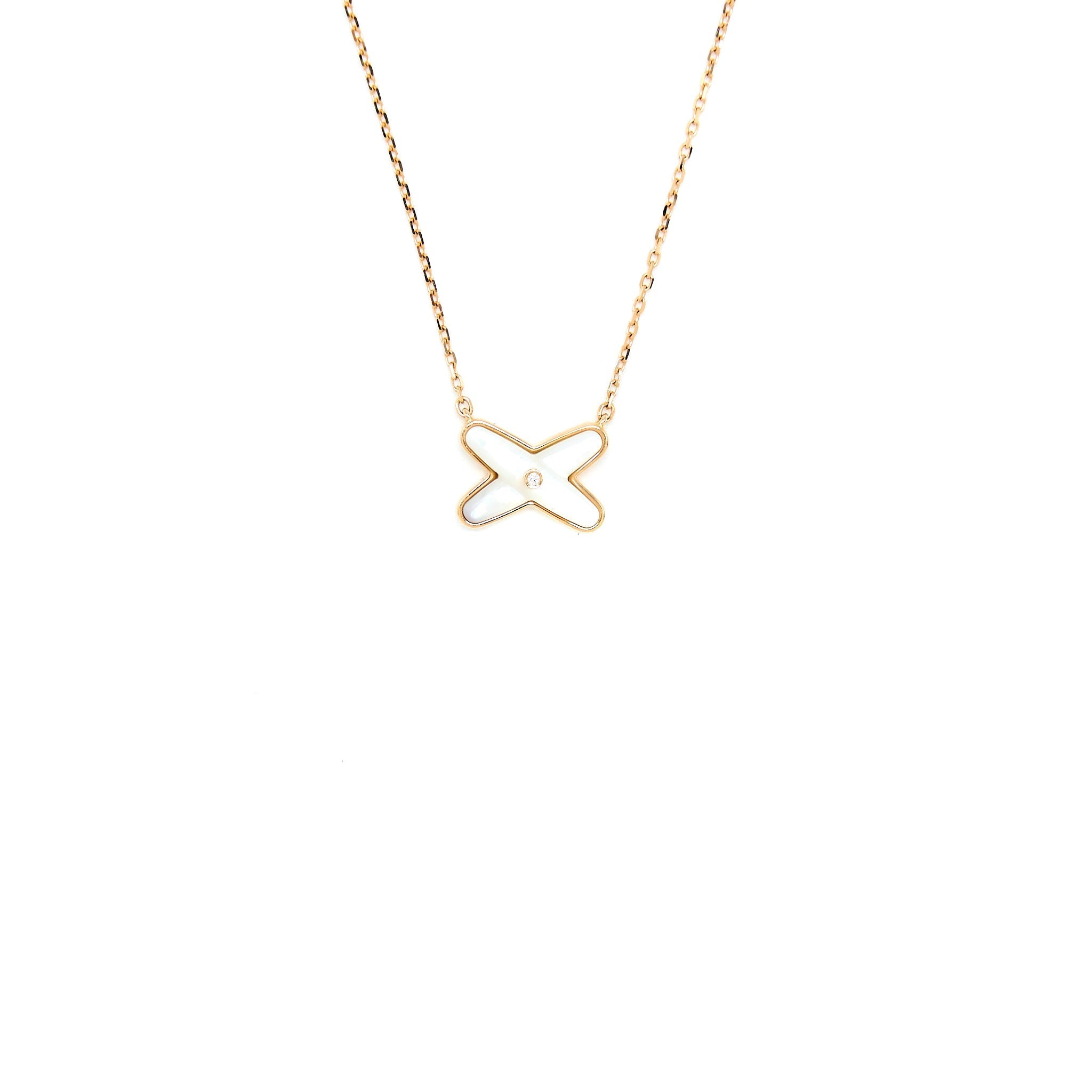 CHAUMET NECKLACE WITH MOTHER OF PEARL AND DIAMONDS LIENS ROSE GOLD