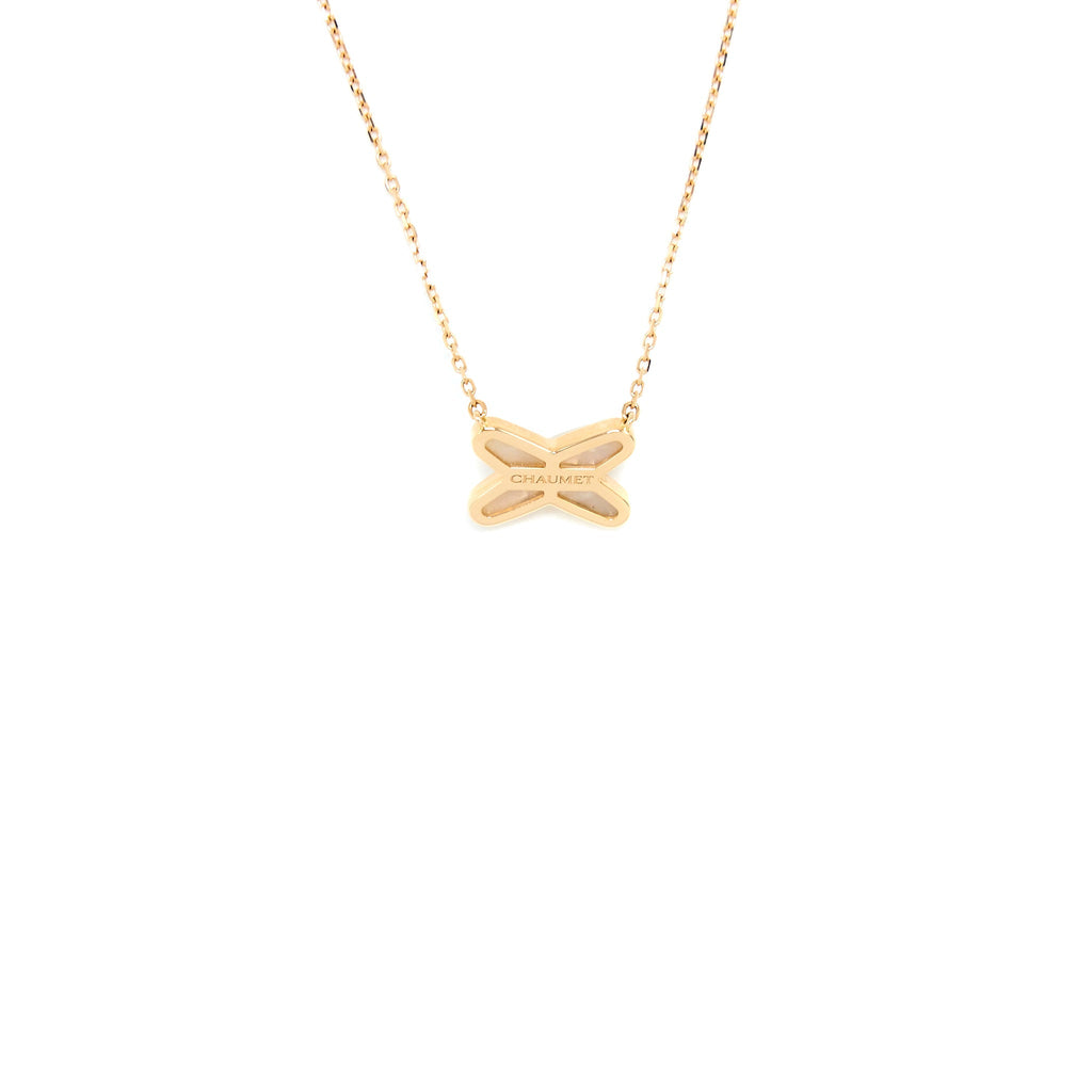CHAUMET NECKLACE WITH MOTHER OF PEARL AND DIAMONDS LIENS ROSE GOLD
