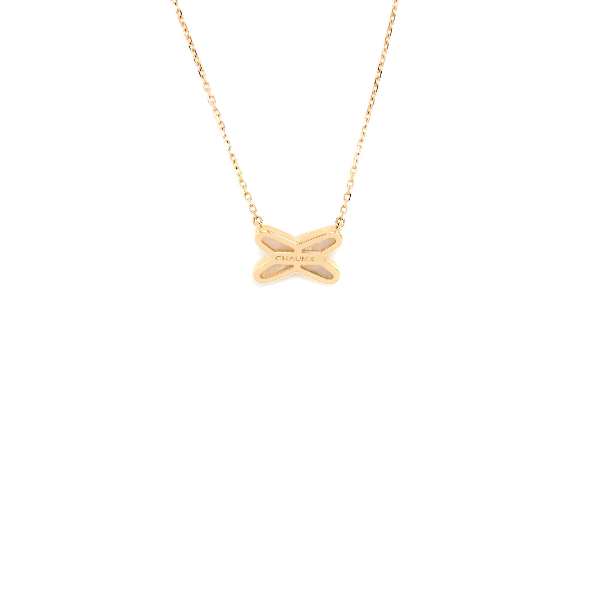 CHAUMET NECKLACE WITH MOTHER OF PEARL AND DIAMONDS LIENS ROSE GOLD