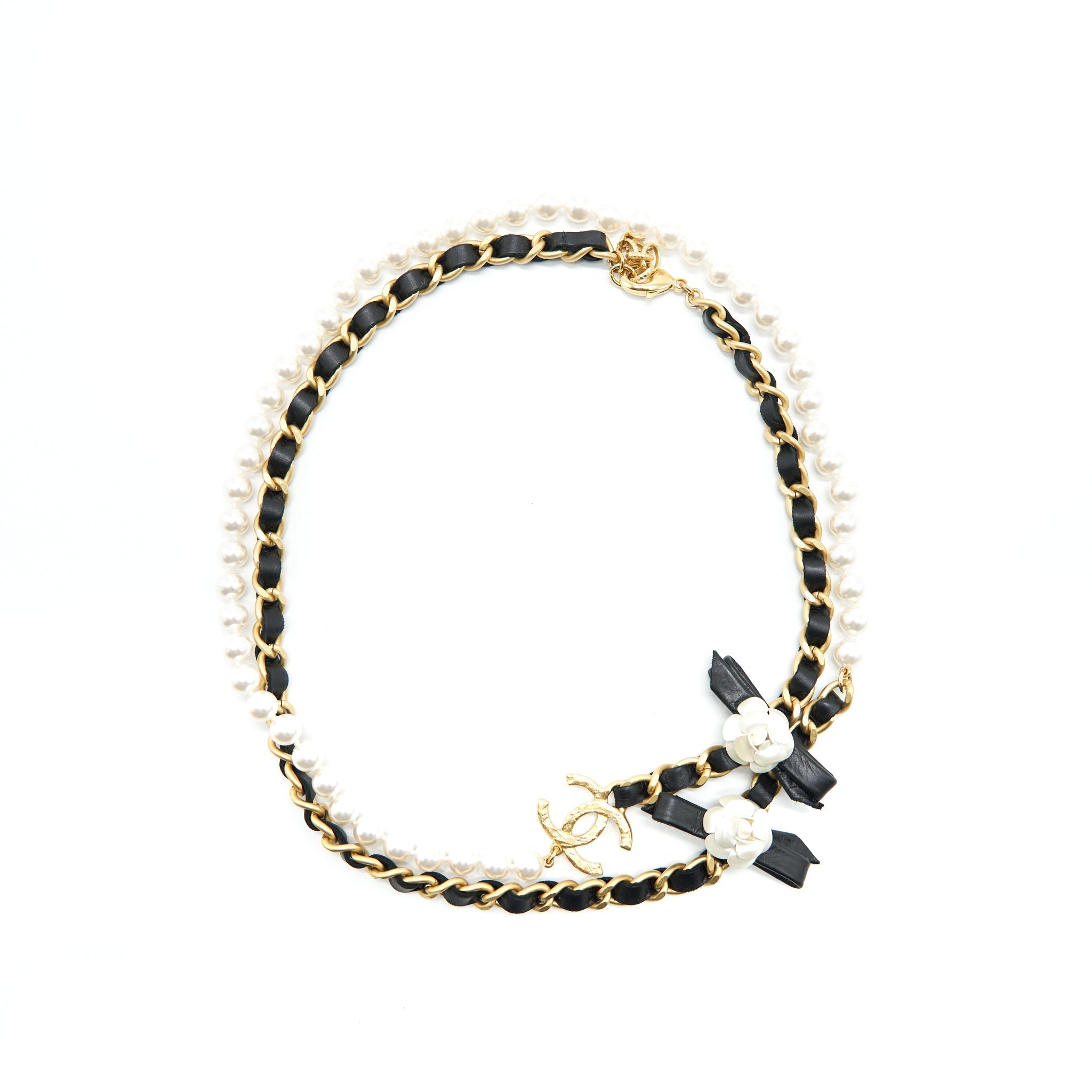 CHANEL CHAIN AND PEARL LONG NECKLACE