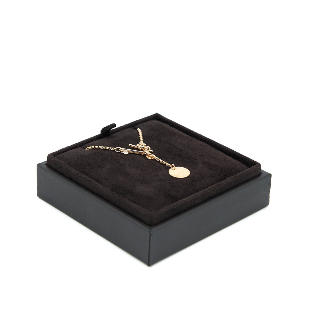 HERMES EX-LIBRIS PENDANT ROSE GOLD WITH A DIAMOND