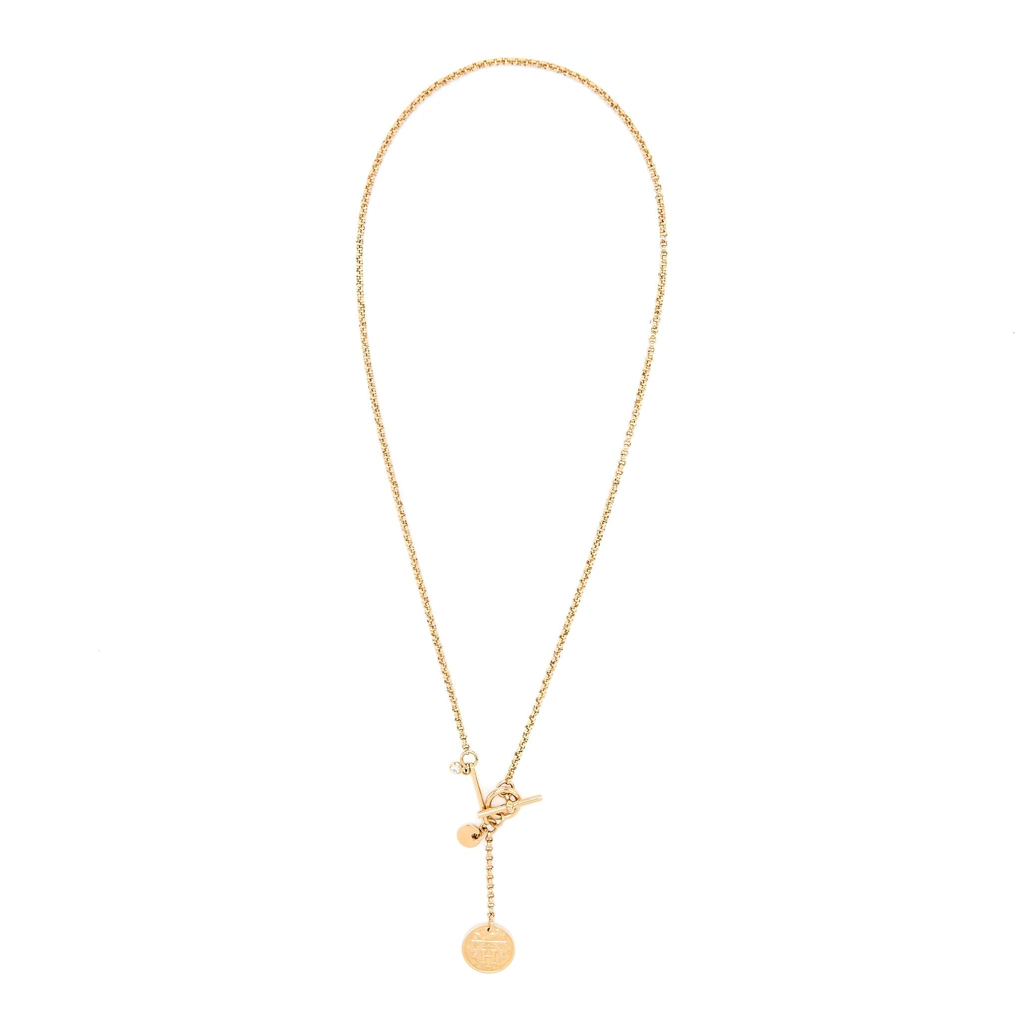HERMES EX-LIBRIS PENDANT ROSE GOLD WITH A DIAMOND