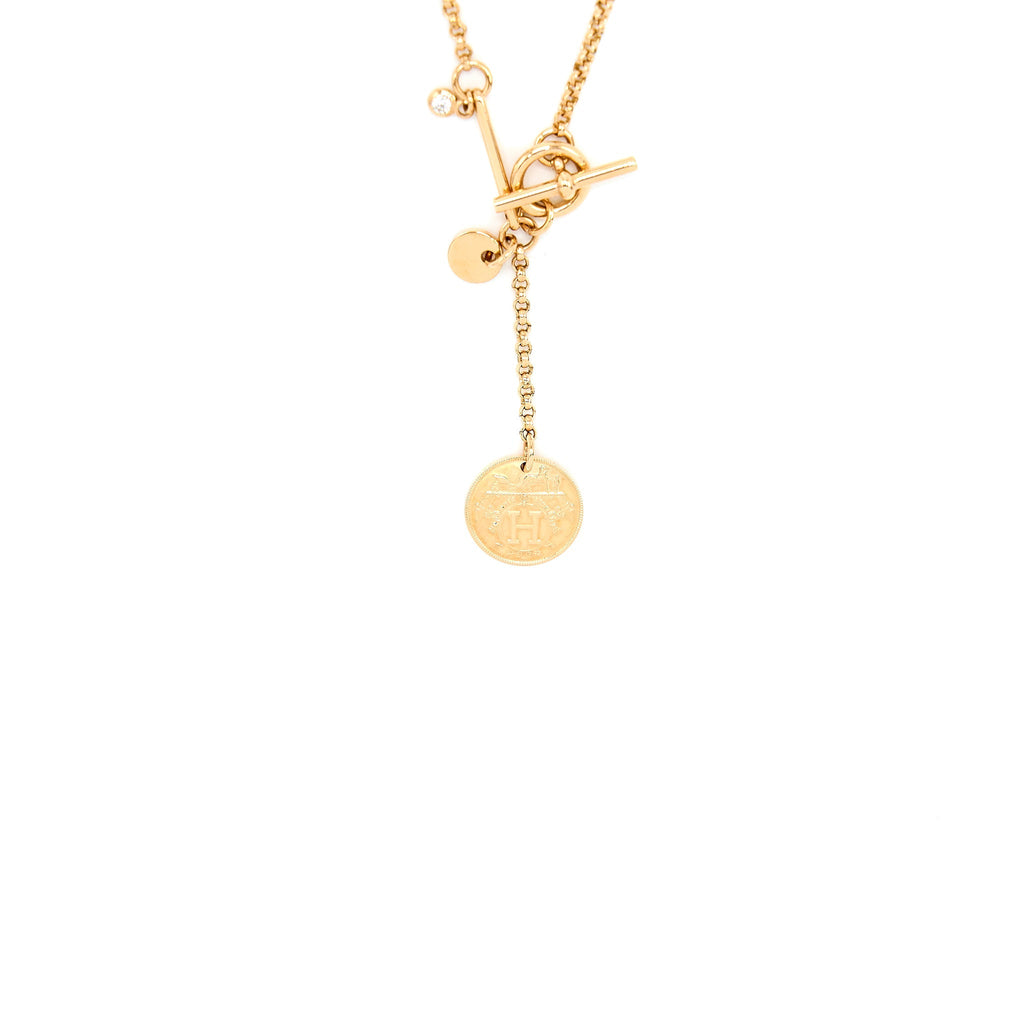 HERMES EX-LIBRIS PENDANT ROSE GOLD WITH A DIAMOND