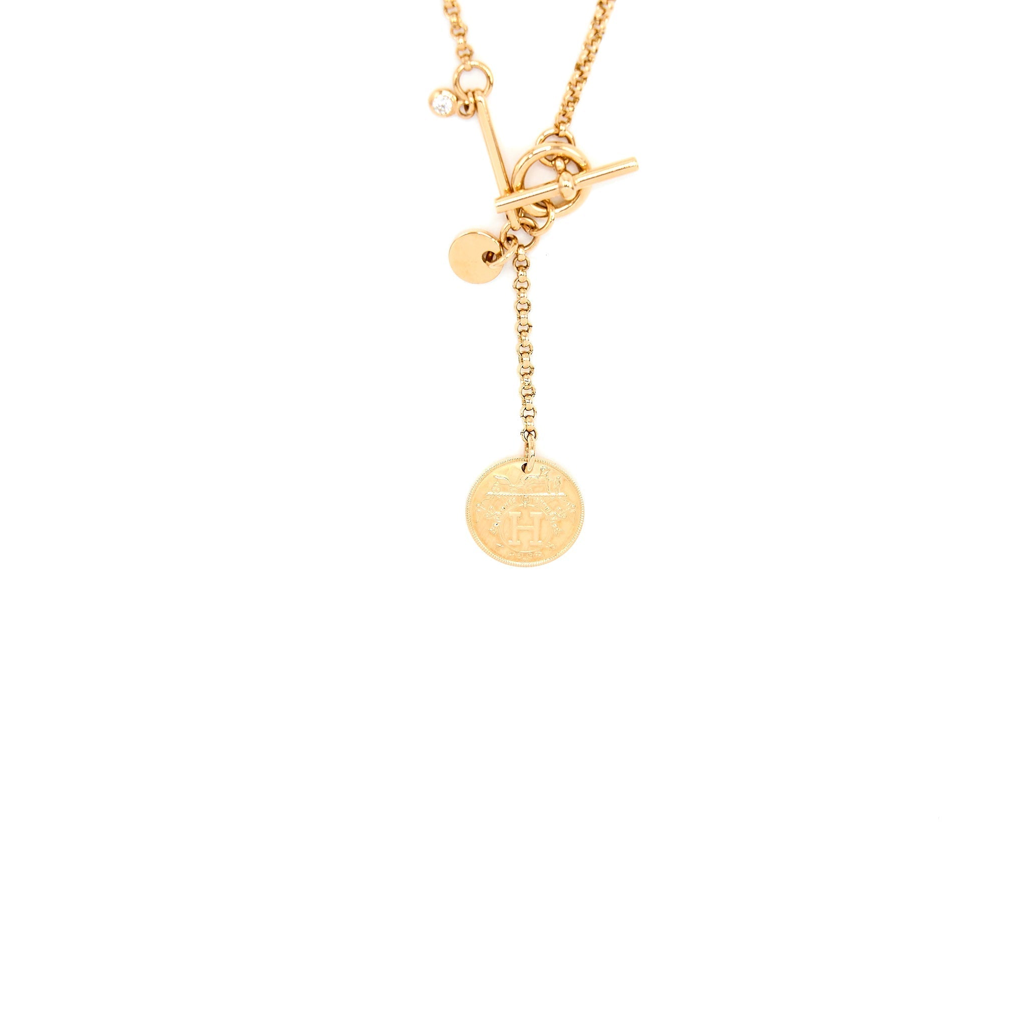 HERMES EX-LIBRIS PENDANT ROSE GOLD WITH A DIAMOND