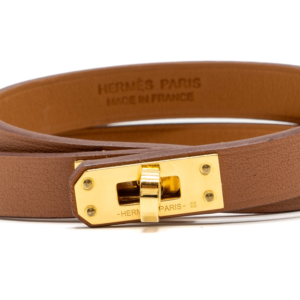 HERMES SIZE T3 MINI KELLY BRACELET LEATHER GOLD GHW STAMP Z
