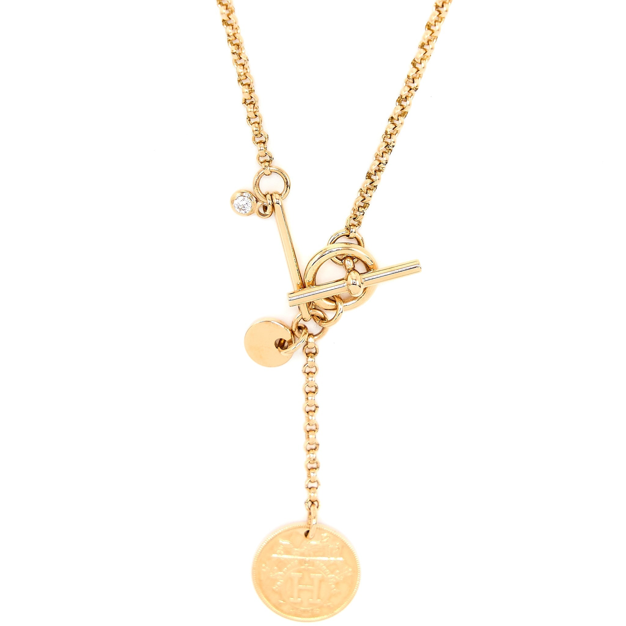 HERMES EX-LIBRIS PENDANT ROSE GOLD WITH A DIAMOND