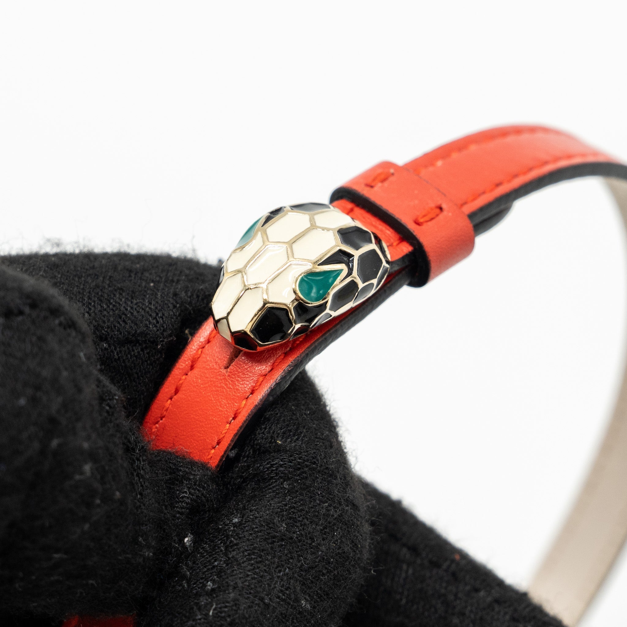 BVLGARI SERPENTI FOREVER BRACELET LEATHER RED LGHW