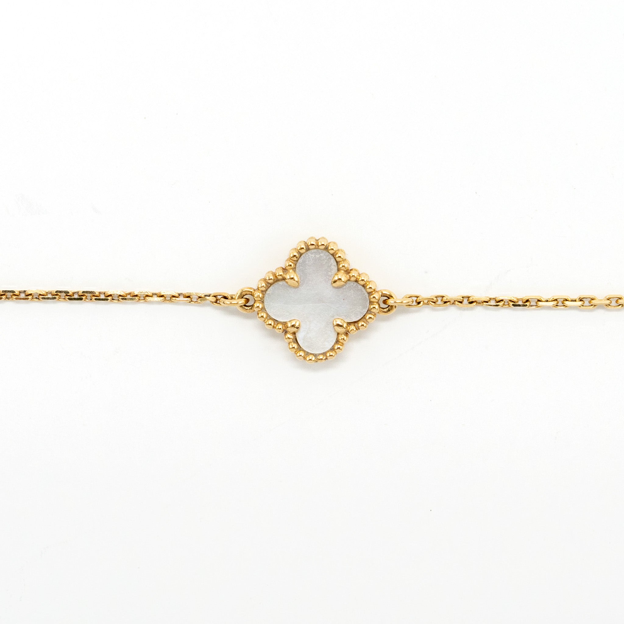 VAN CLEEF & ARPELS SWEET ALHAMBRA BRACELET WHITE MOTHER OF PEARL YELLOW GOLD