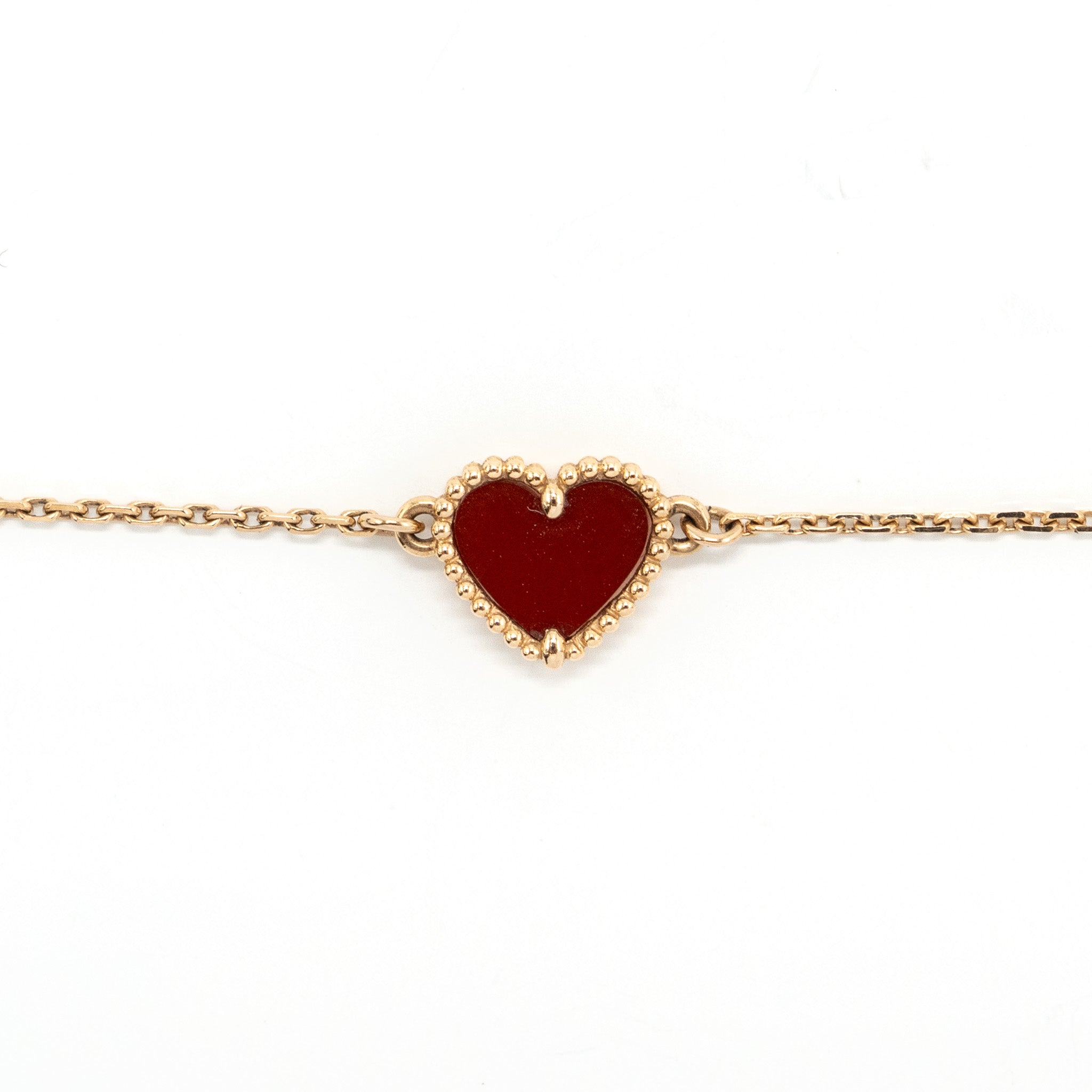 VAN CLEEF & ARPELS SWEET ALHAMBRA HEART BRACELET CARNELIAN ROSE GOLD