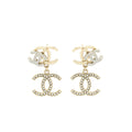 CHANEL LOGOS EARRINGS WITH PEARLS AND CRYSTAL LGHW