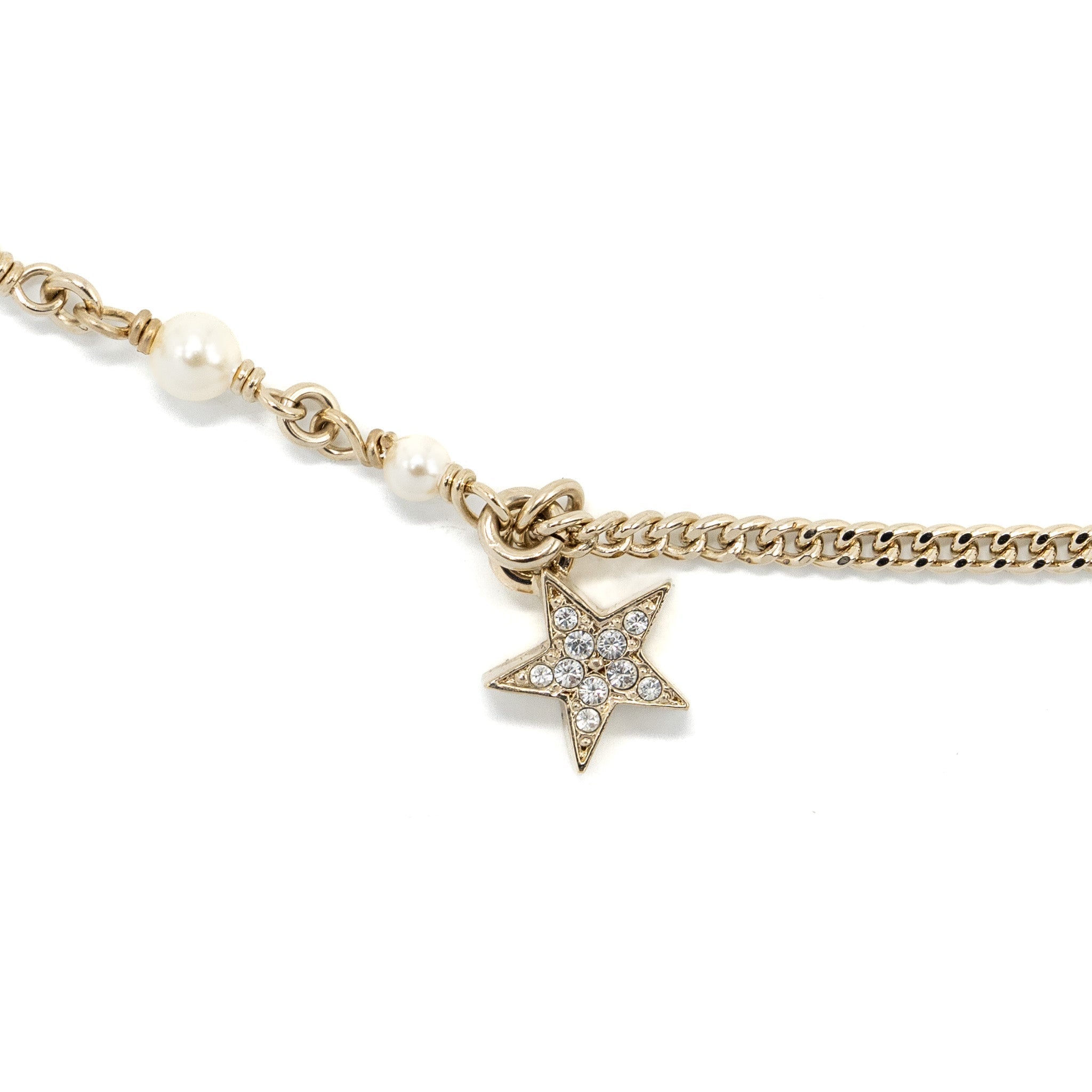 CHANEL MICRO BAG NECKLACE PEARL/ CRYSTAL LGHW