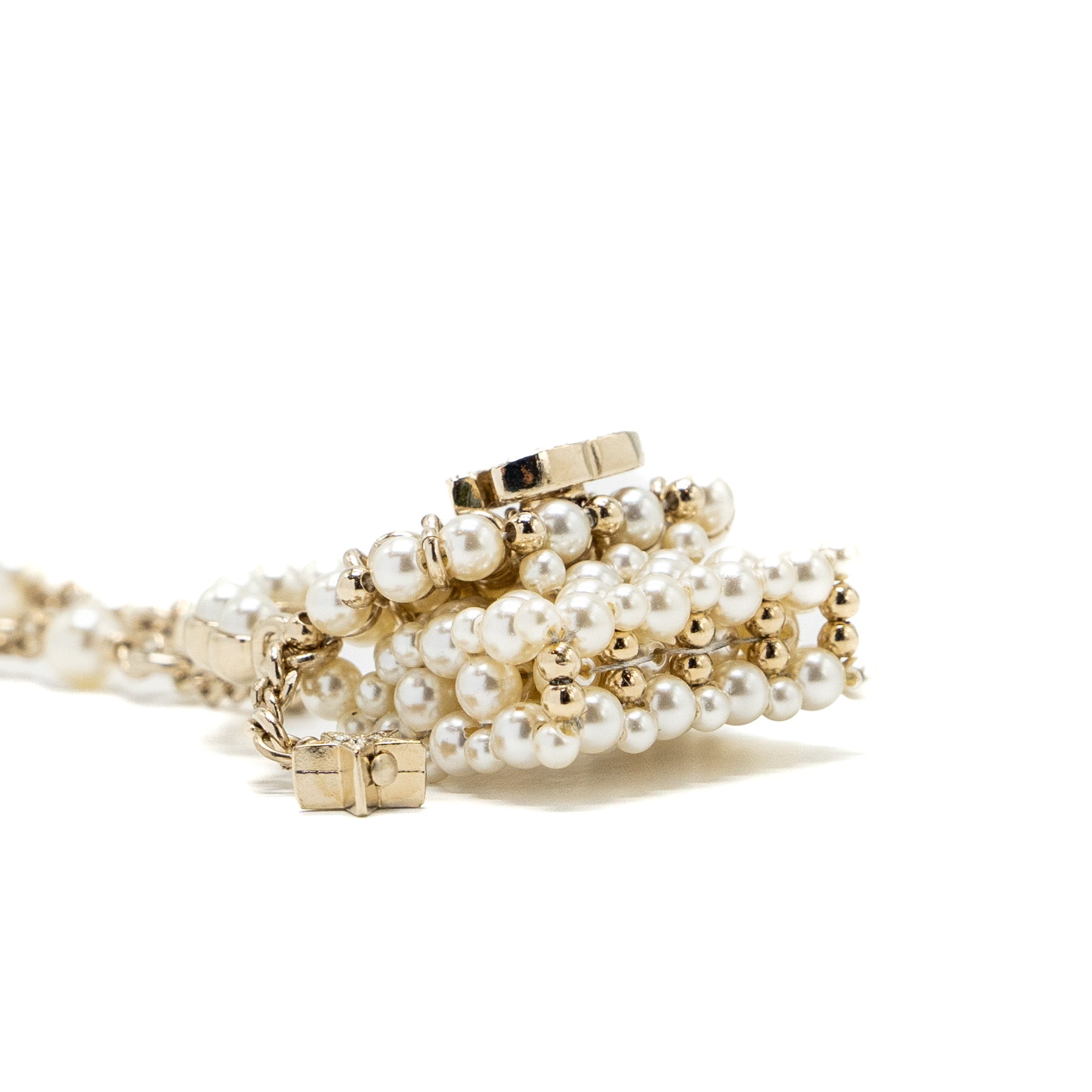 CHANEL MICRO BAG NECKLACE PEARL/ CRYSTAL LGHW