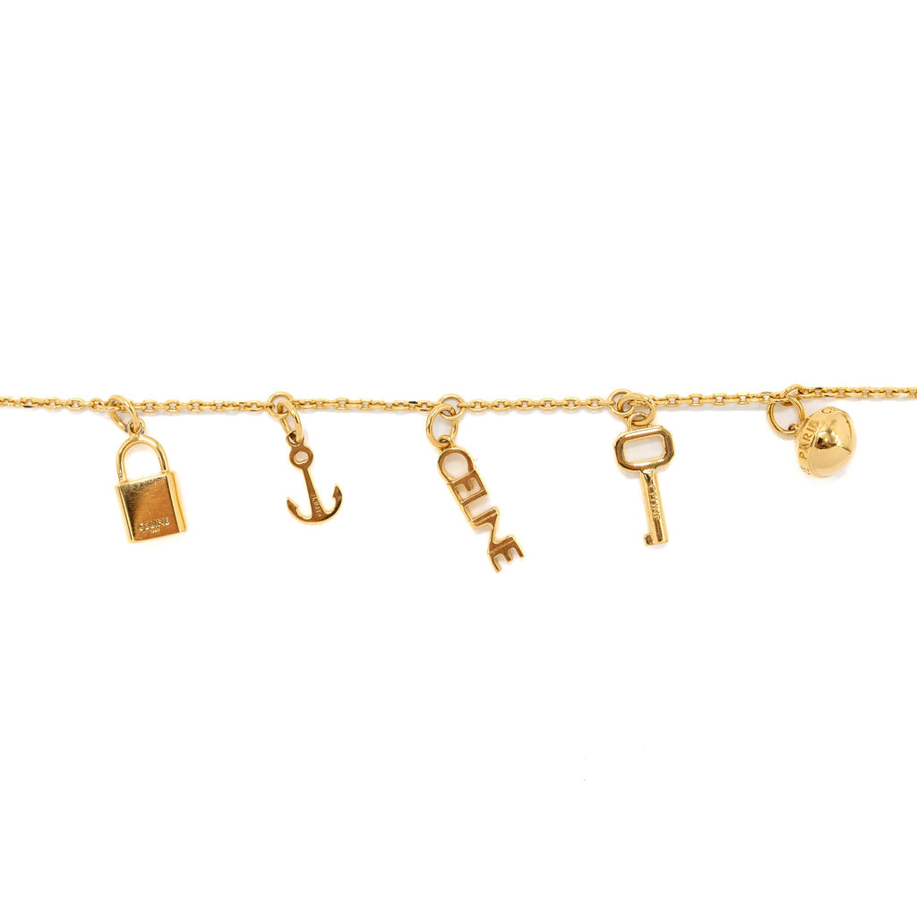 CELINE PADLOCK CHARM/KEY BRACELET GOLD TONE
