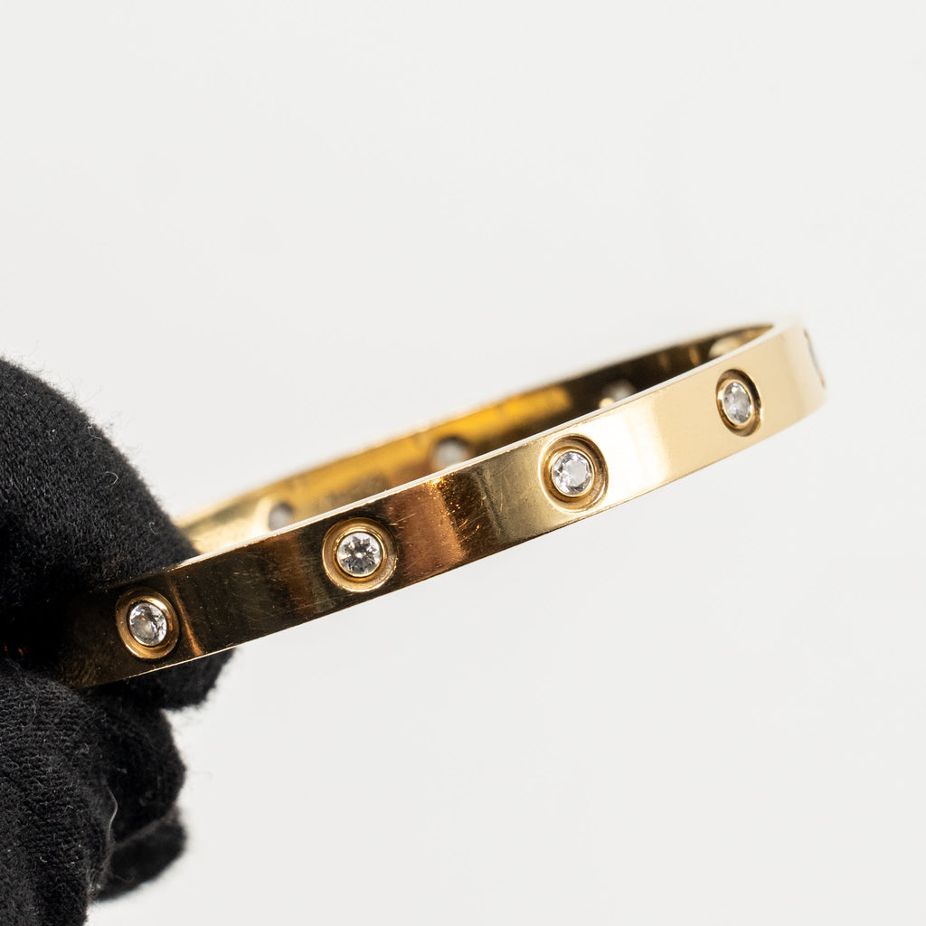 CARTIER LOVE BRACELET YELLOW GOLD, 10 DIAMONDS