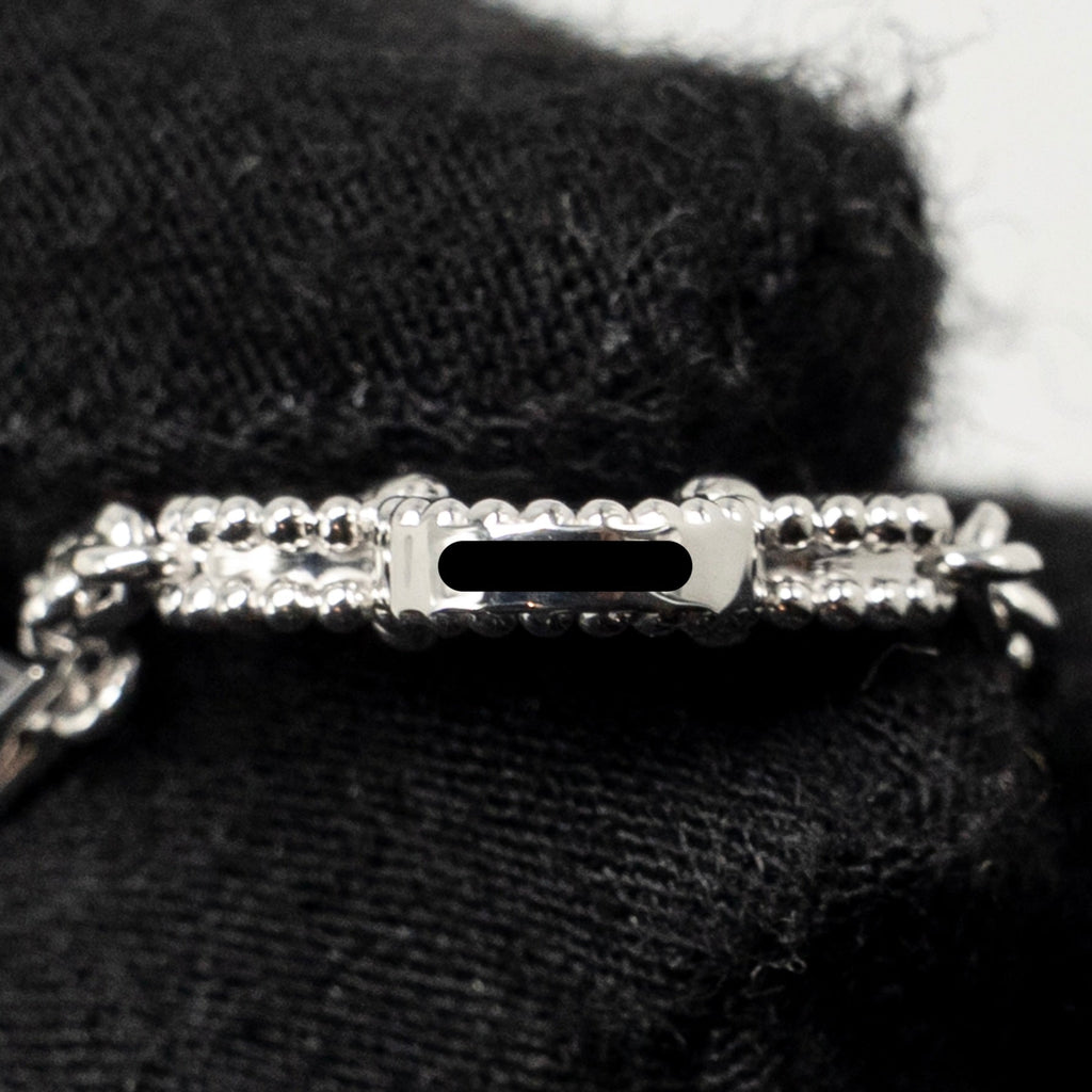 VAN CLEEF & ARPELS VINTAGE ALHAMBRA BRACELET 5 MOTIFS VEINED ONYX WHITE GOLD