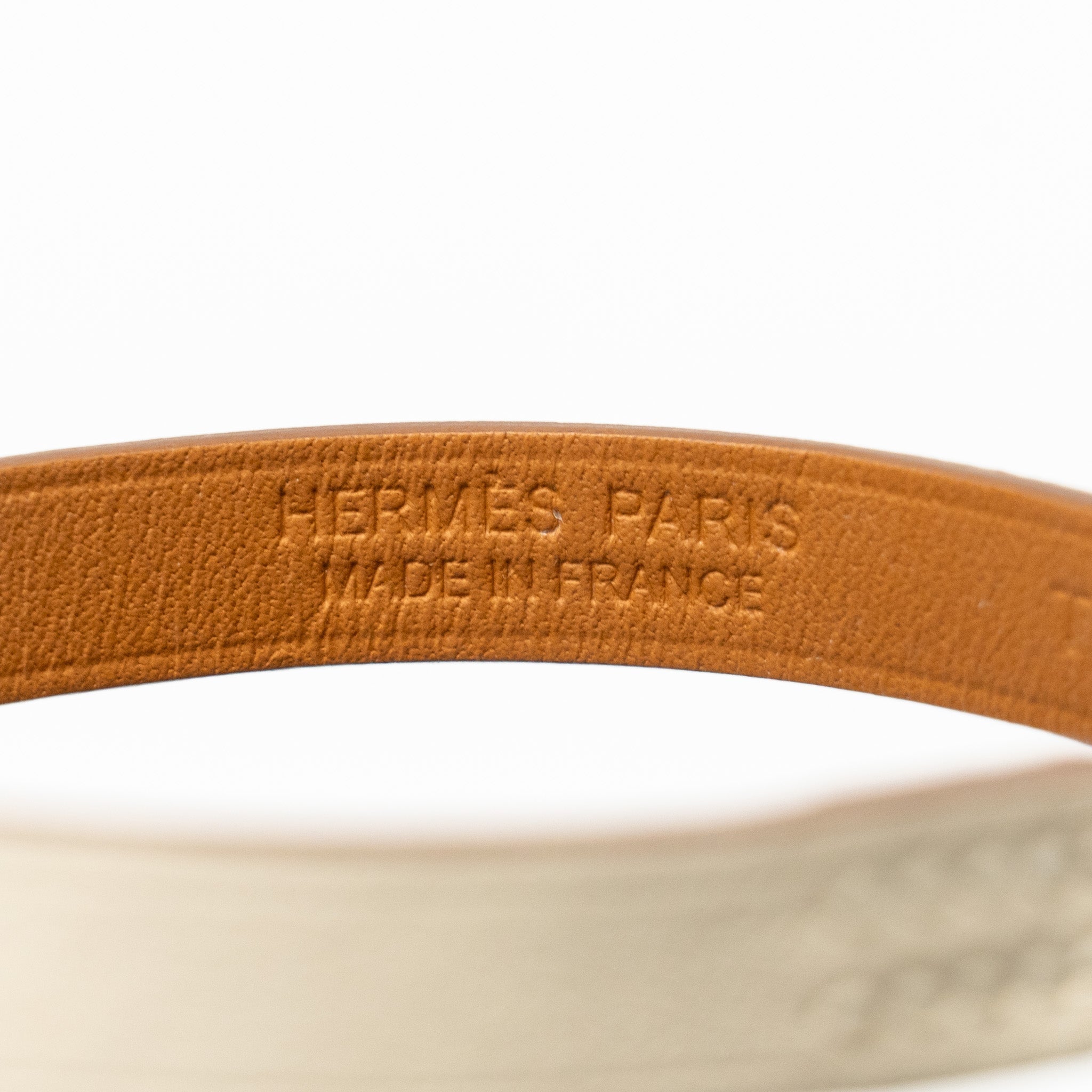 HERMES SIZE T3 RIVALE MINI BRACELET SWIFT NATA RGHW STAMP Z