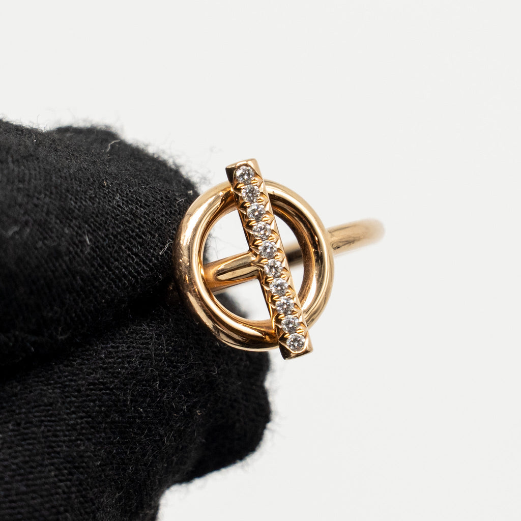 HERMES ECHAPPEE RING ROSE GOLD DIAMONDS