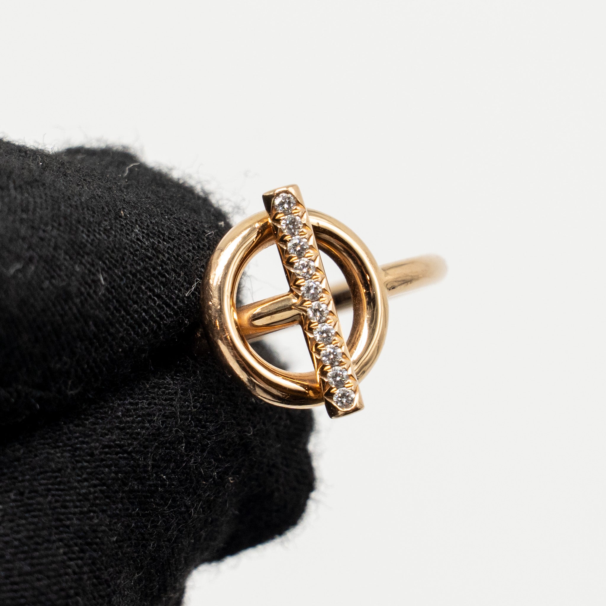 HERMES ECHAPPEE RING ROSE GOLD DIAMONDS