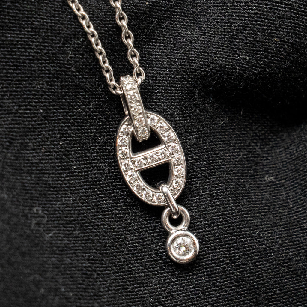 HERMES CHAINE D’ANCRE PENDANT PM WHITE GOLD DIAMONDS
