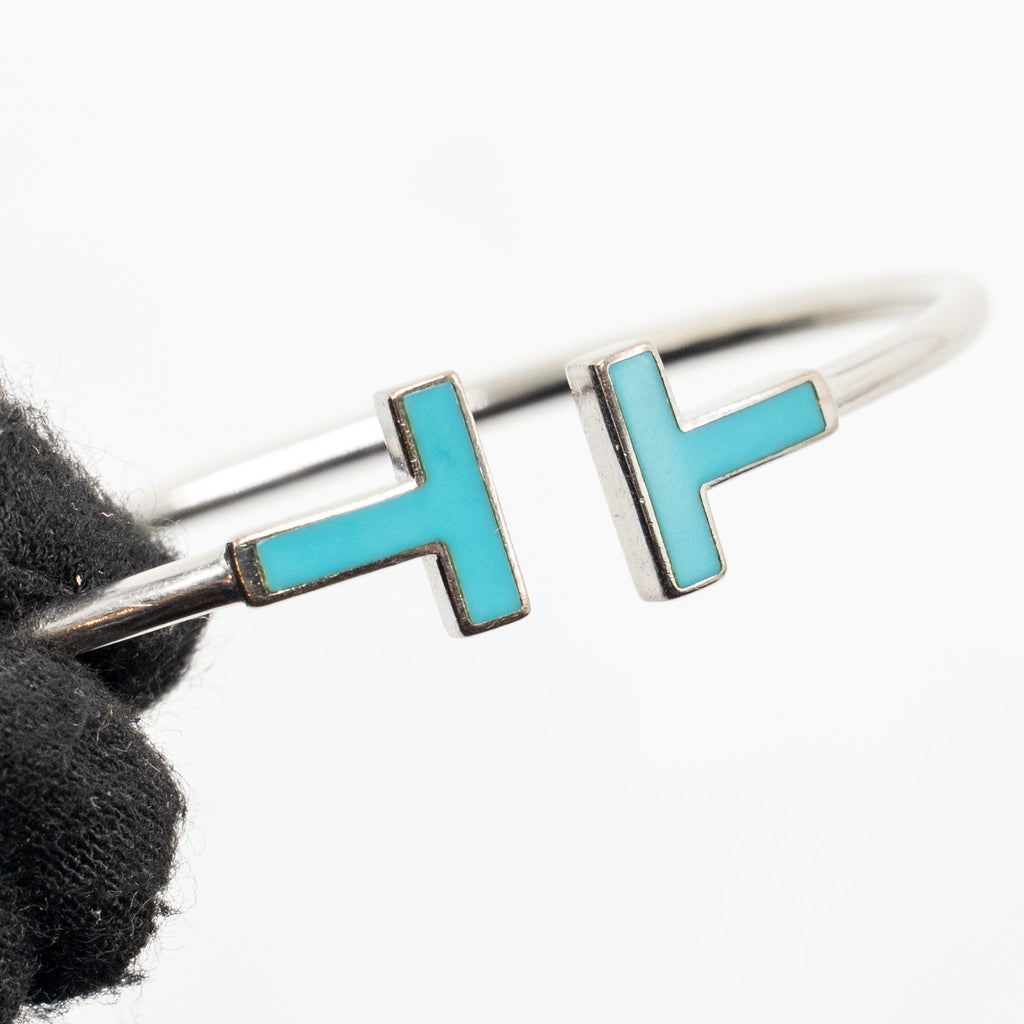 TIFFANY TIFFANY T TURQUOISE WIRE BRACELET WHITE GOLD