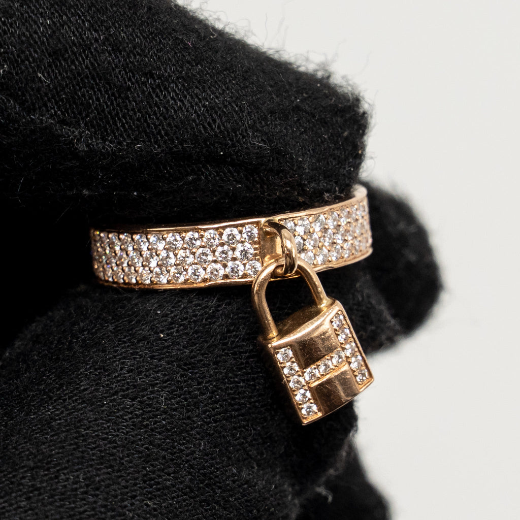 HERMES KELLY CLOCHETTE RING ROSE GOLD DIAMONDS