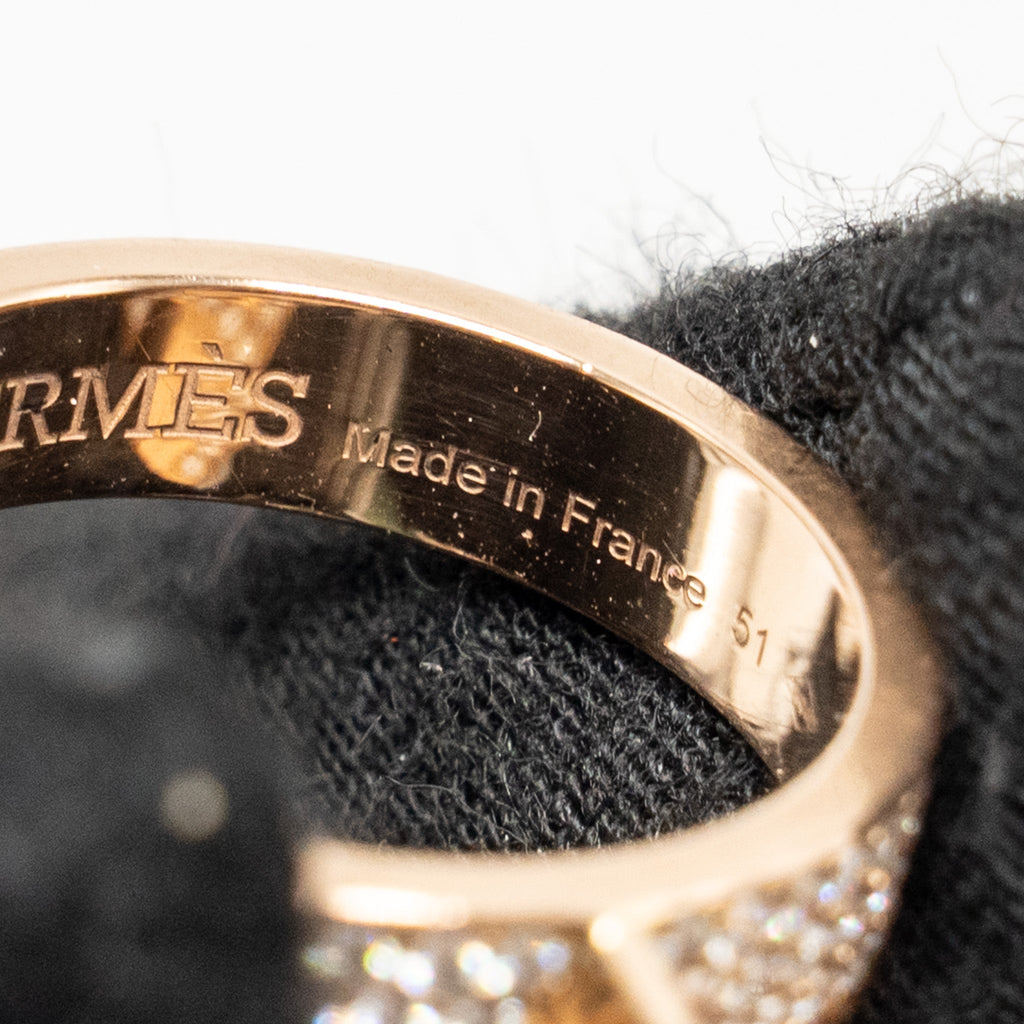 HERMES KELLY CLOCHETTE RING ROSE GOLD DIAMONDS