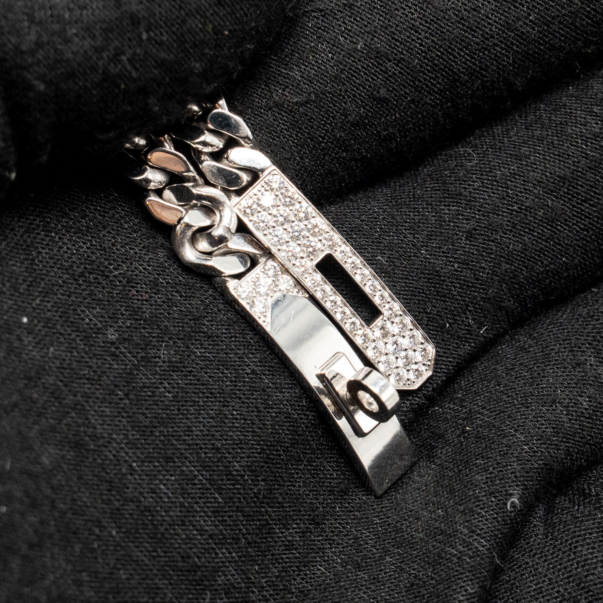HERMES KELLY GOURMETTE BRACELET WHITE GOLD, DIAMONDS