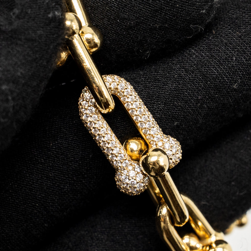 TIFFANY TIFFANY HARDWARE LARGE LINK BRACELET YELLOW GOLD/DIAMONDS