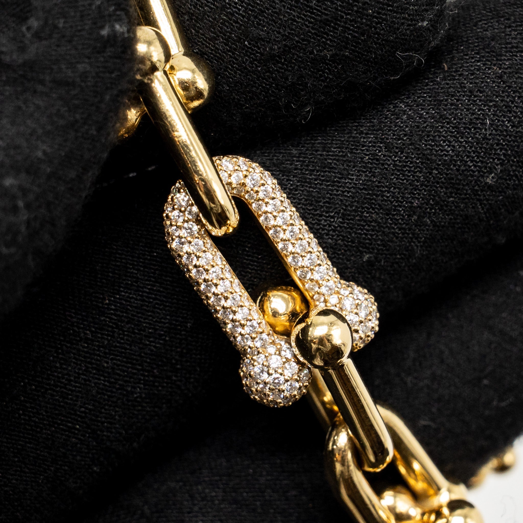 TIFFANY TIFFANY HARDWARE LARGE LINK BRACELET YELLOW GOLD/DIAMONDS