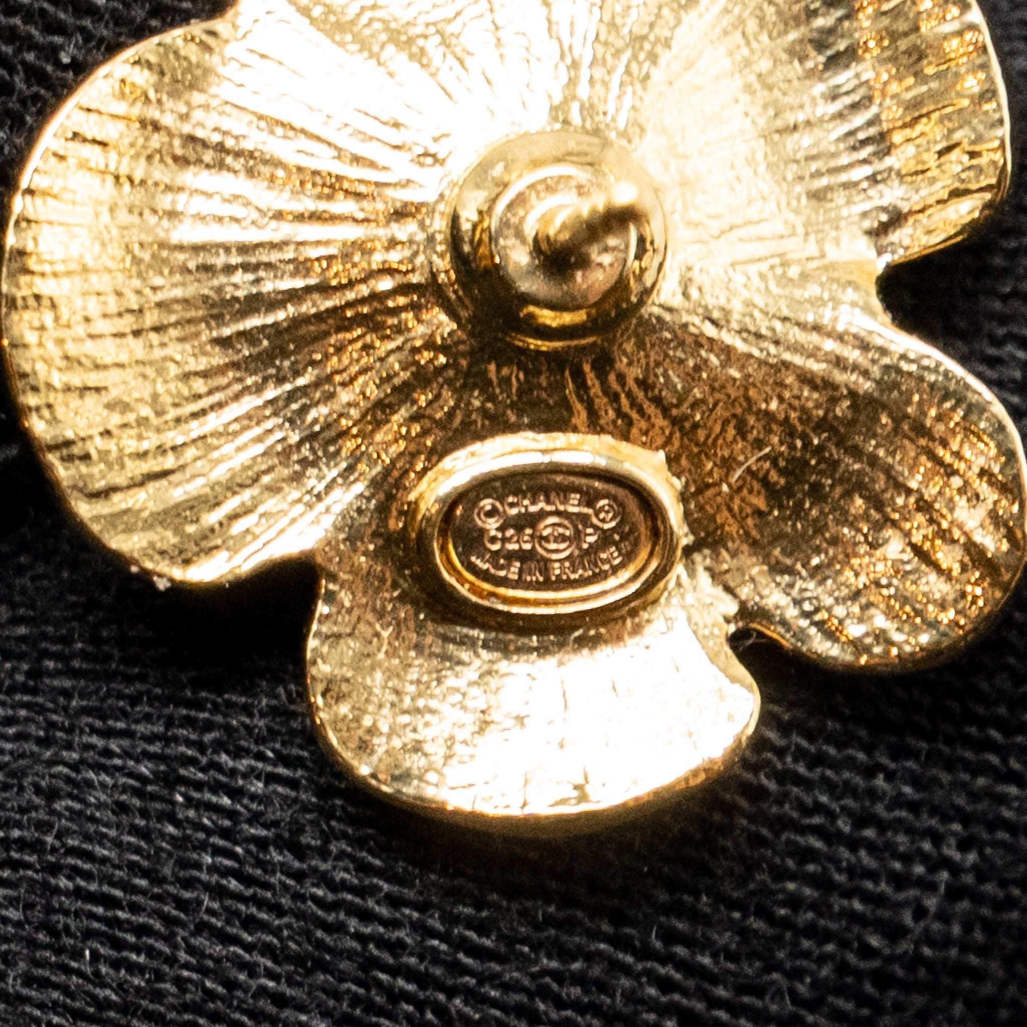CHANEL WHITE CAMELLIA FLOWER STUD EARRINGS GOLD TONE