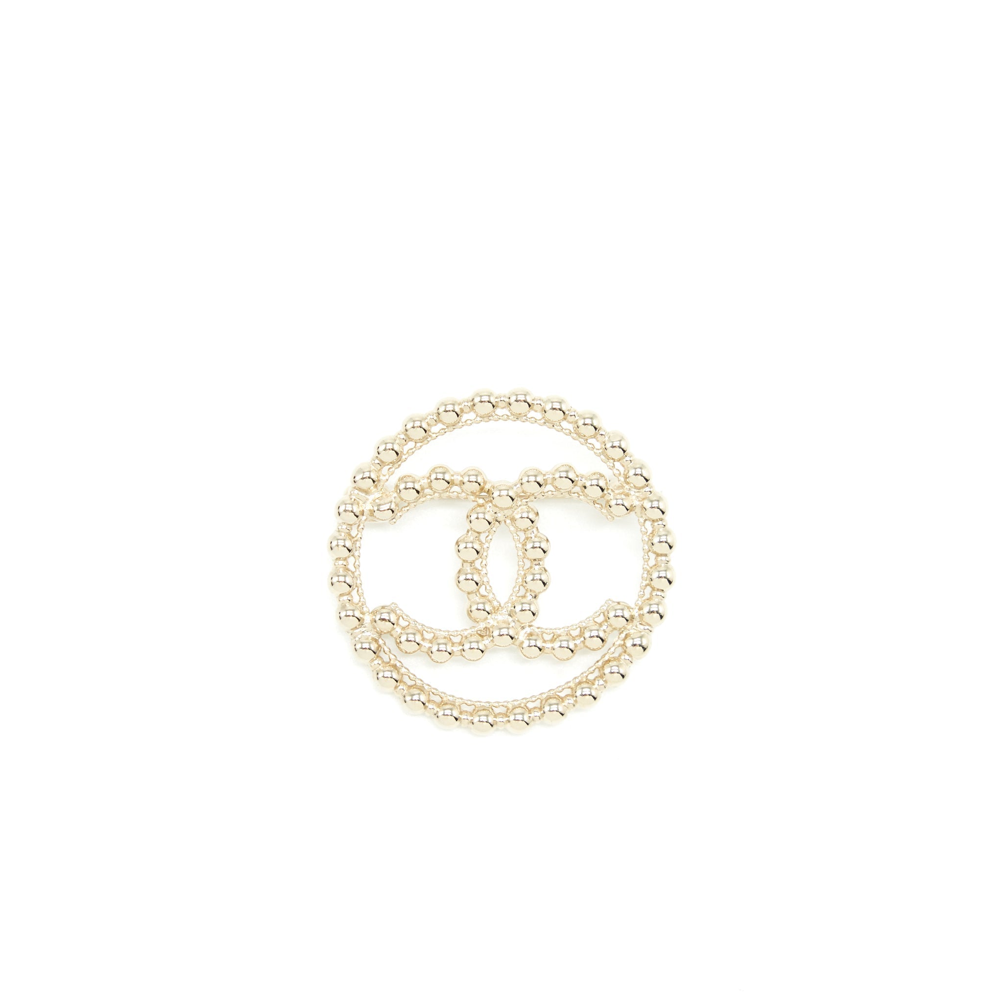CHANEL ROUND CC LOGO BROOCH LGHW