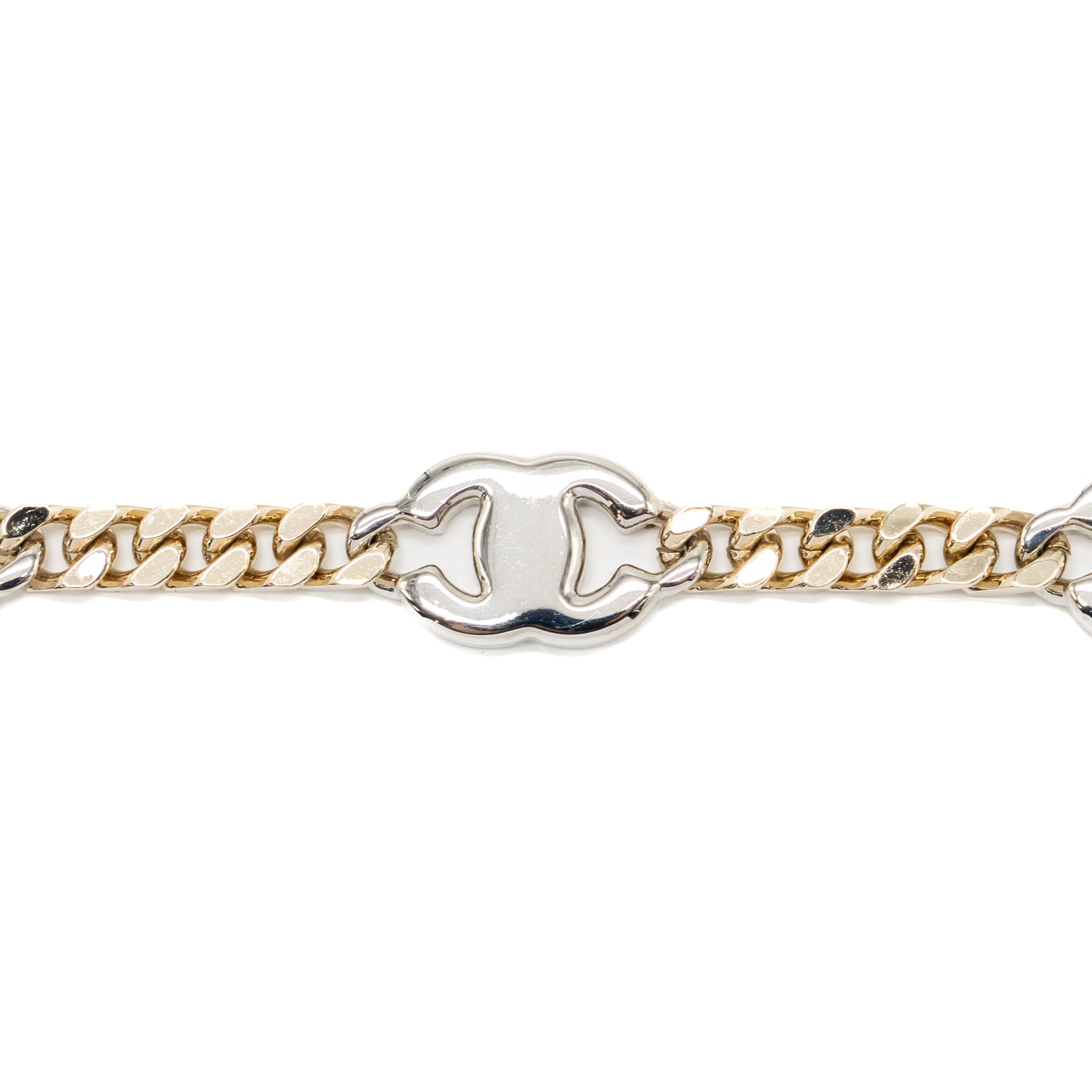 CHANEL CC LOGO BRACELET CRYSTAL LIGHT GOLD TONE