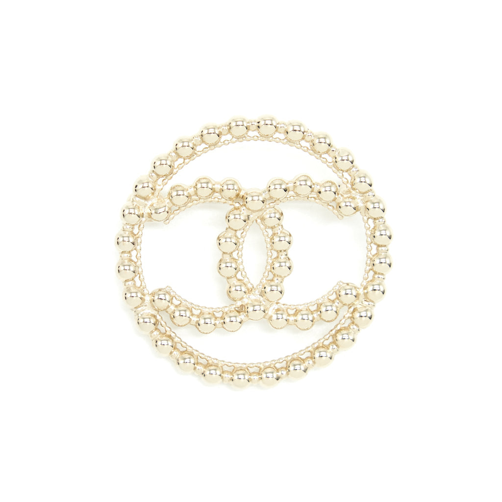 CHANEL ROUND CC LOGO BROOCH LGHW