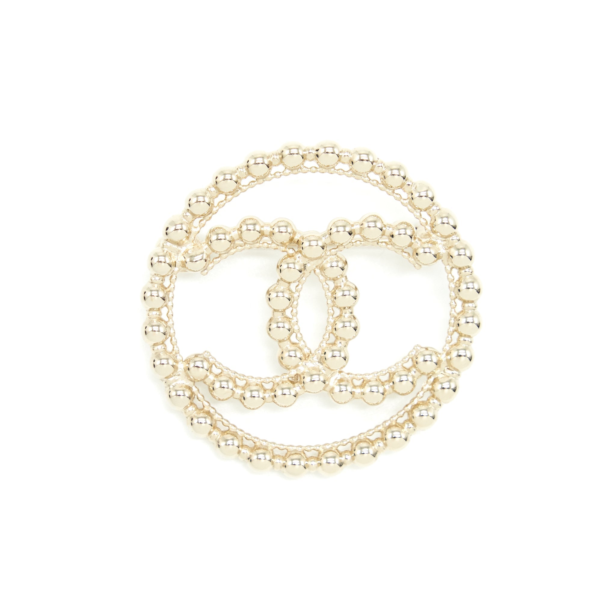 CHANEL ROUND CC LOGO BROOCH LGHW