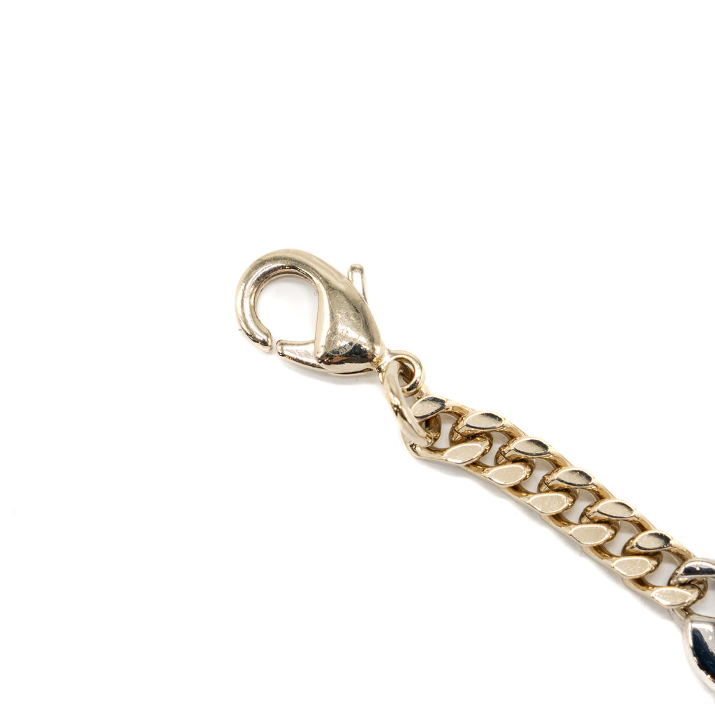 CHANEL CC LOGO BRACELET CRYSTAL LIGHT GOLD TONE