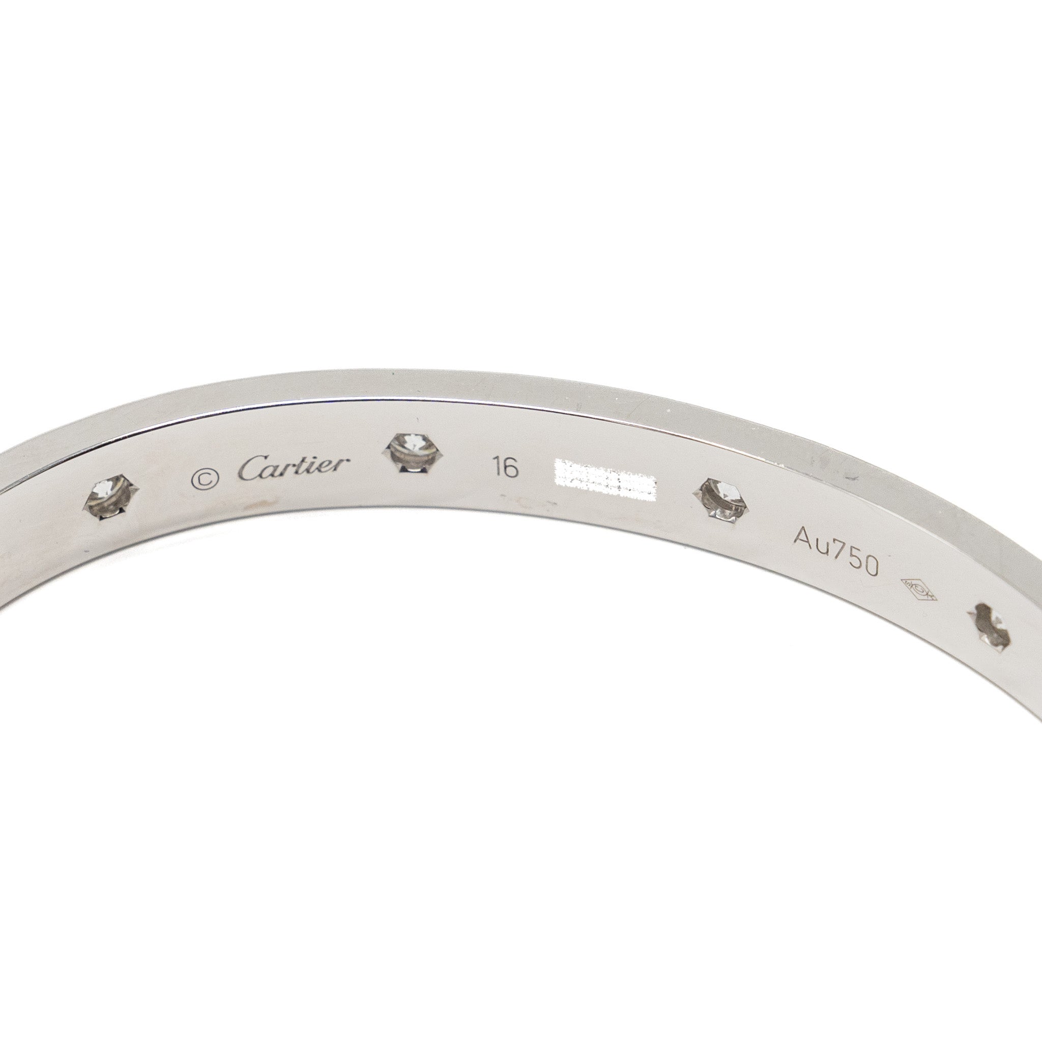 CARTIER LOVE BRACELET WHITE GOLD, 10 DIAMONDS