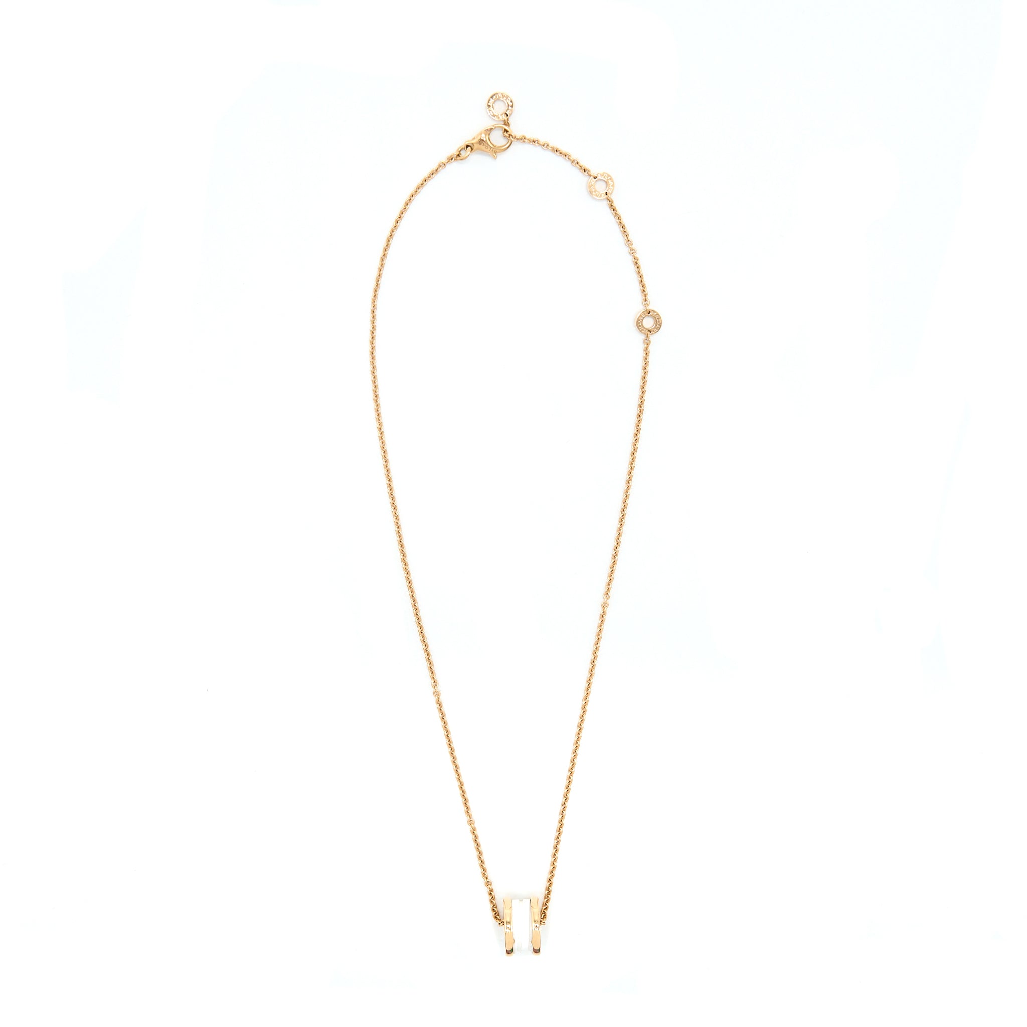 BVLGARI B.ZERO NECKLACE ROSE GOLD WITH WHITE CERAMIC