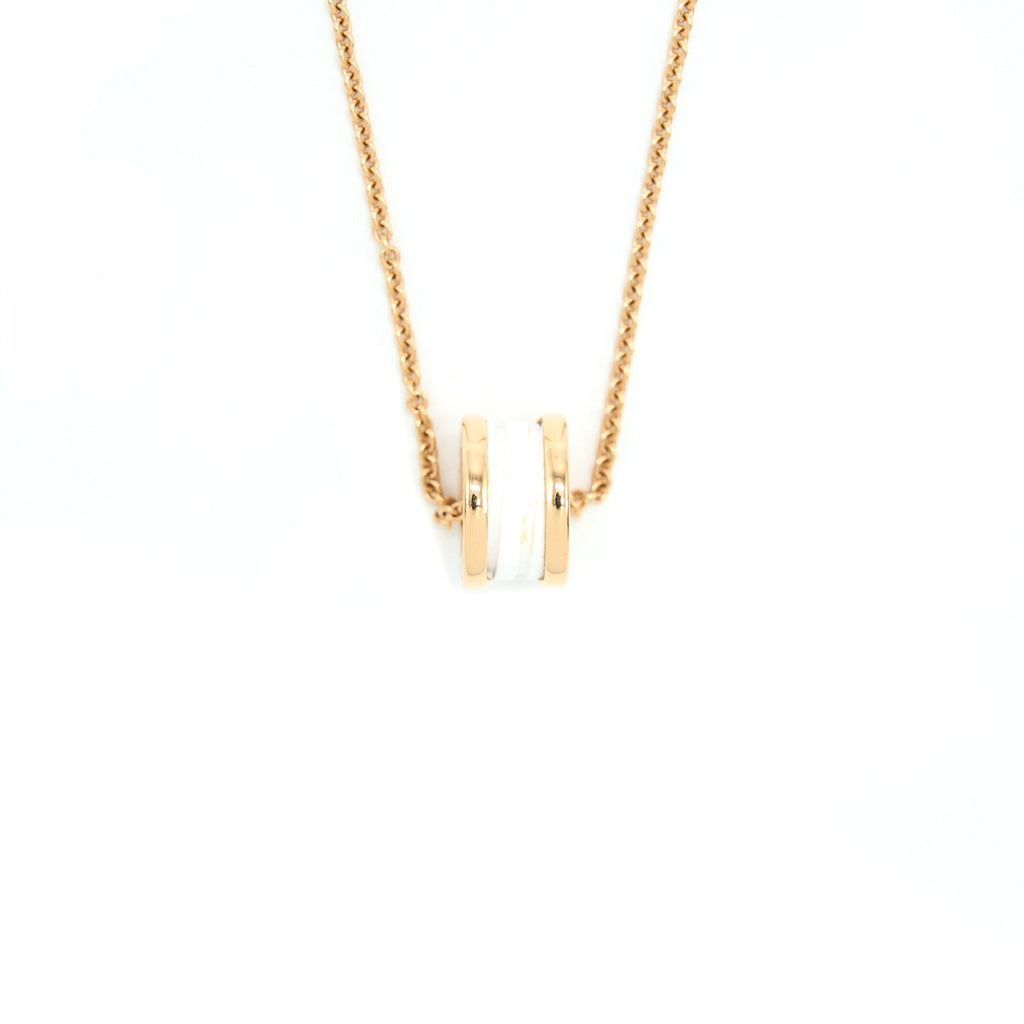 BVLGARI B.ZERO NECKLACE ROSE GOLD WITH WHITE CERAMIC