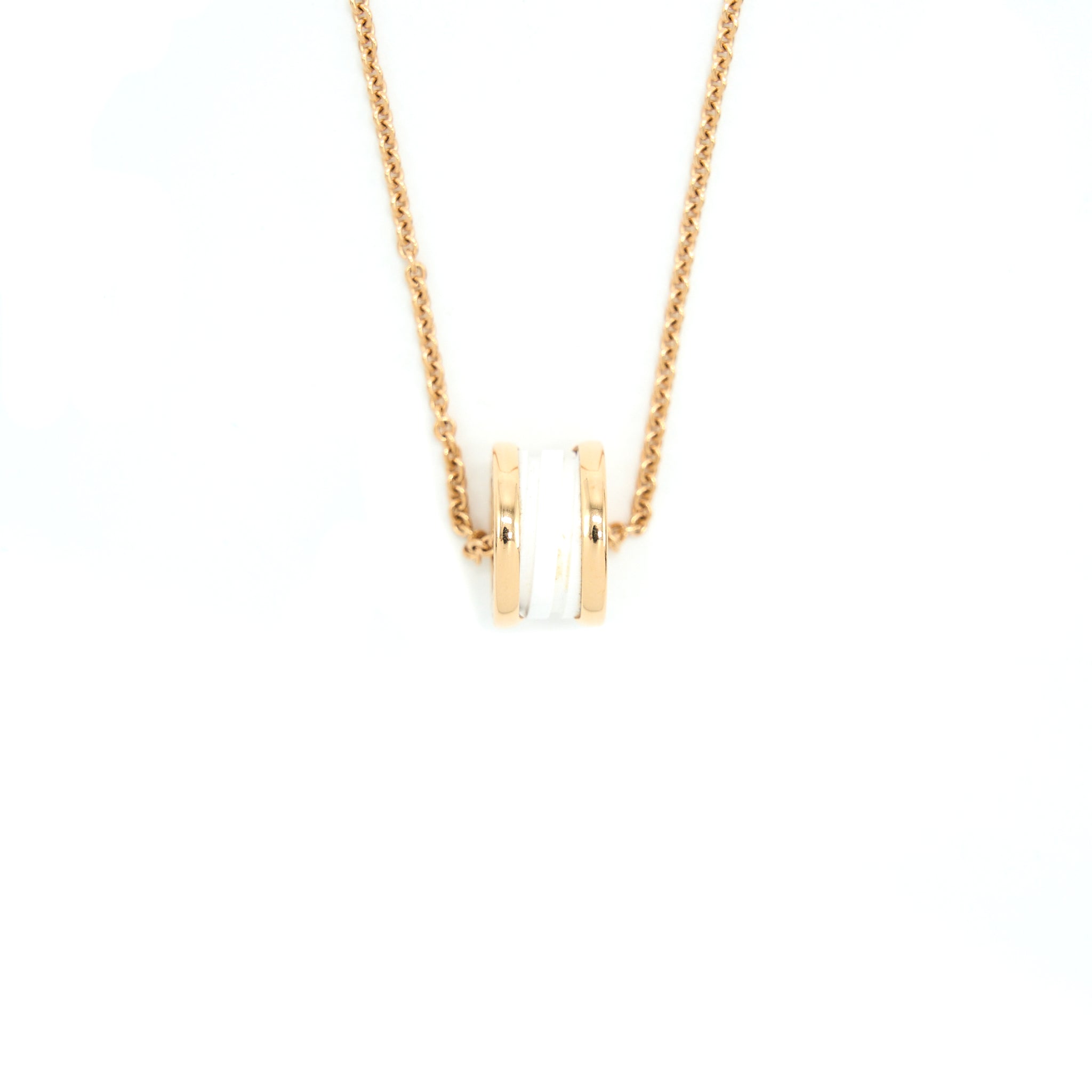 BVLGARI B.ZERO NECKLACE ROSE GOLD WITH WHITE CERAMIC