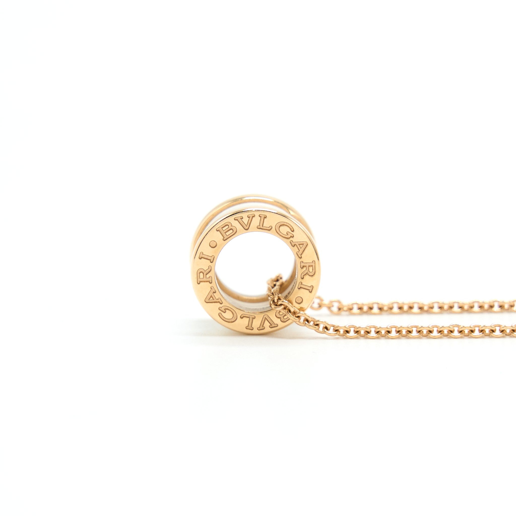 BVLGARI B.ZERO NECKLACE ROSE GOLD WITH WHITE CERAMIC