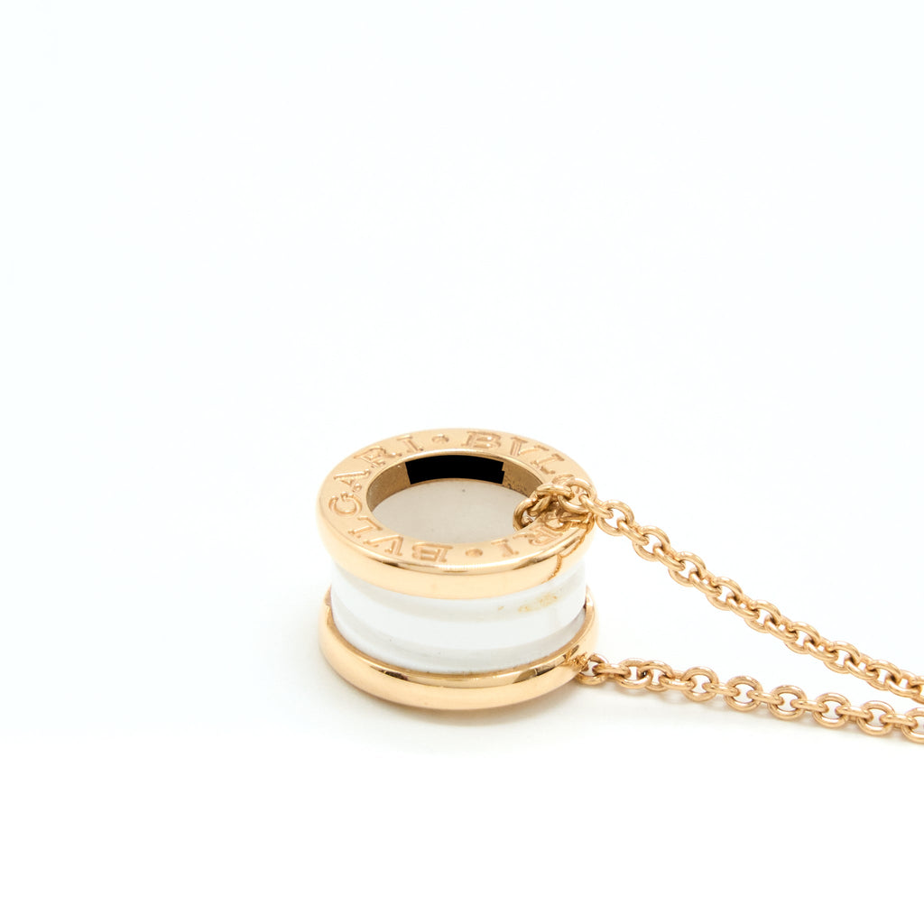 BVLGARI B.ZERO NECKLACE ROSE GOLD WITH WHITE CERAMIC