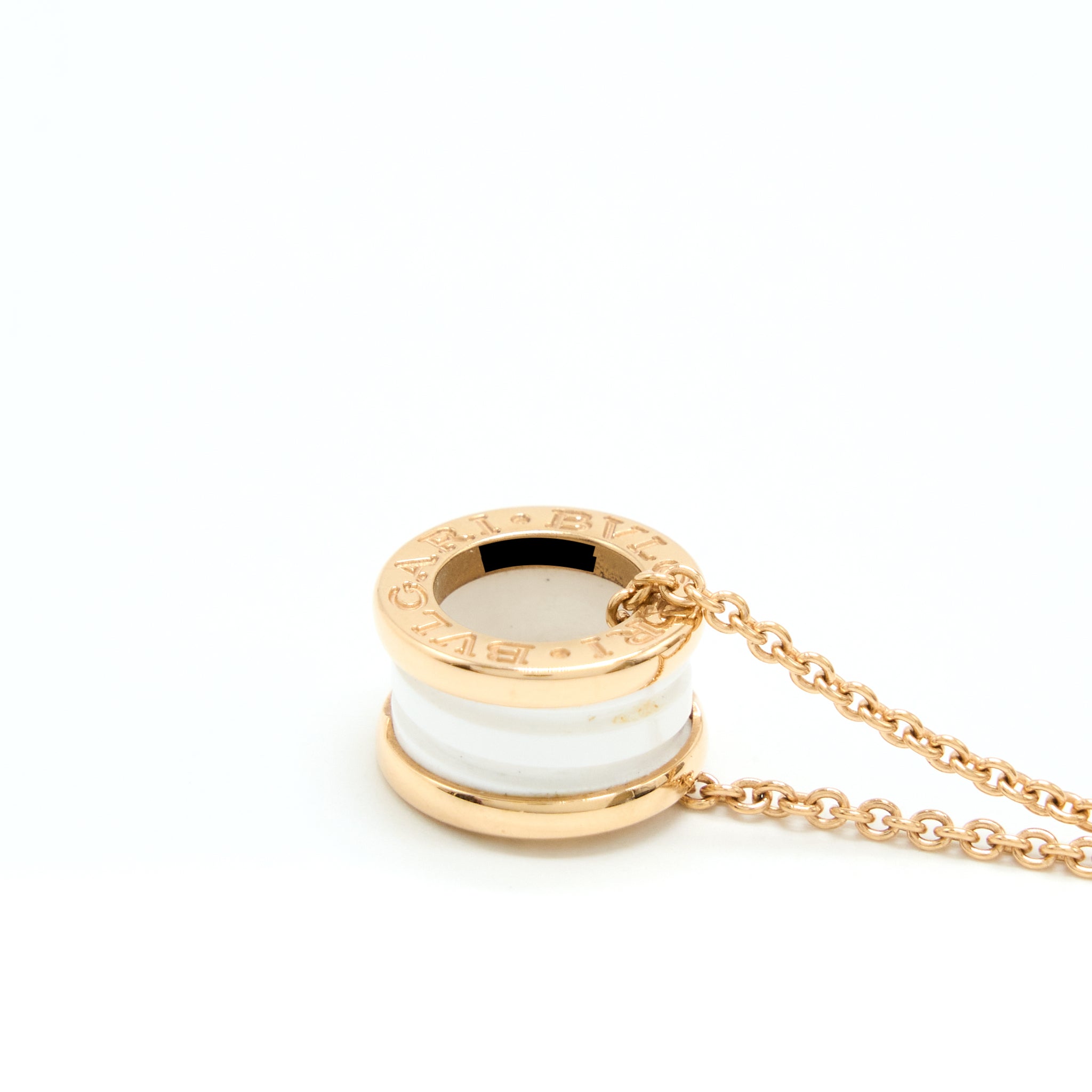 BVLGARI B.ZERO NECKLACE ROSE GOLD WITH WHITE CERAMIC