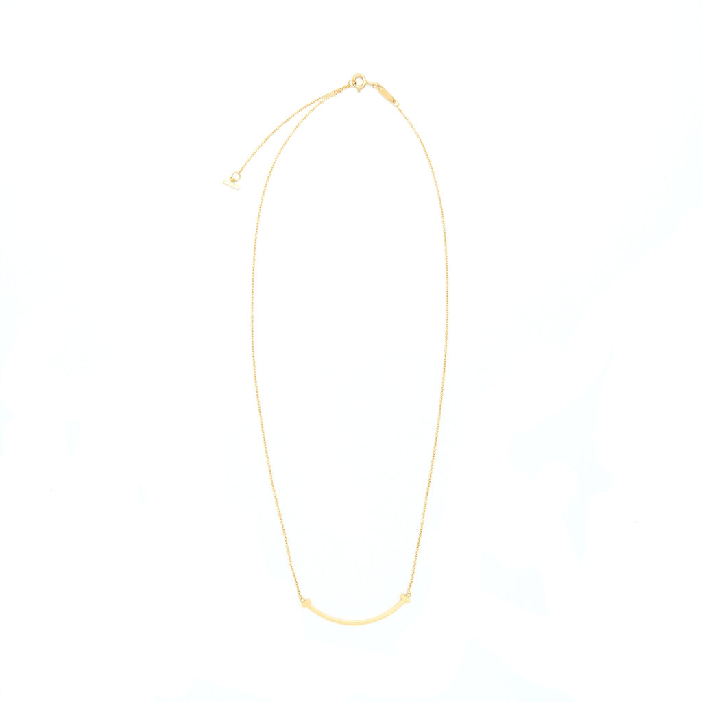 TIFFANY SMALL T SMILE PENDANT NECKLACE YELLOW GOLD
