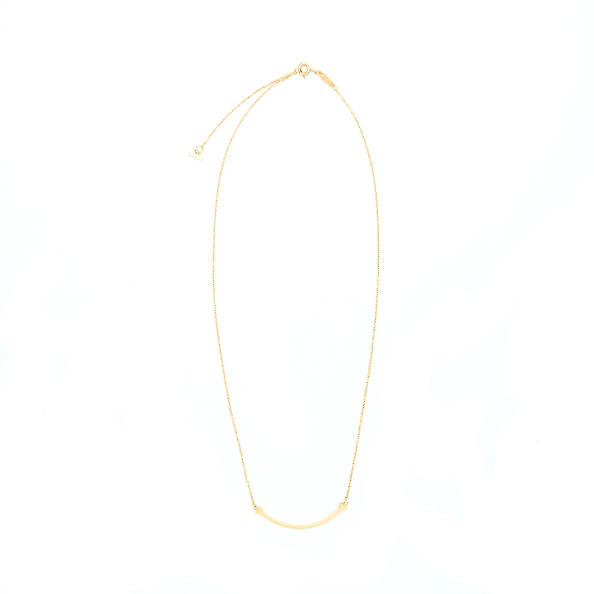 TIFFANY SMALL T SMILE PENDANT NECKLACE YELLOW GOLD