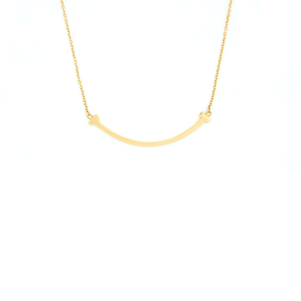 TIFFANY SMALL T SMILE PENDANT NECKLACE YELLOW GOLD