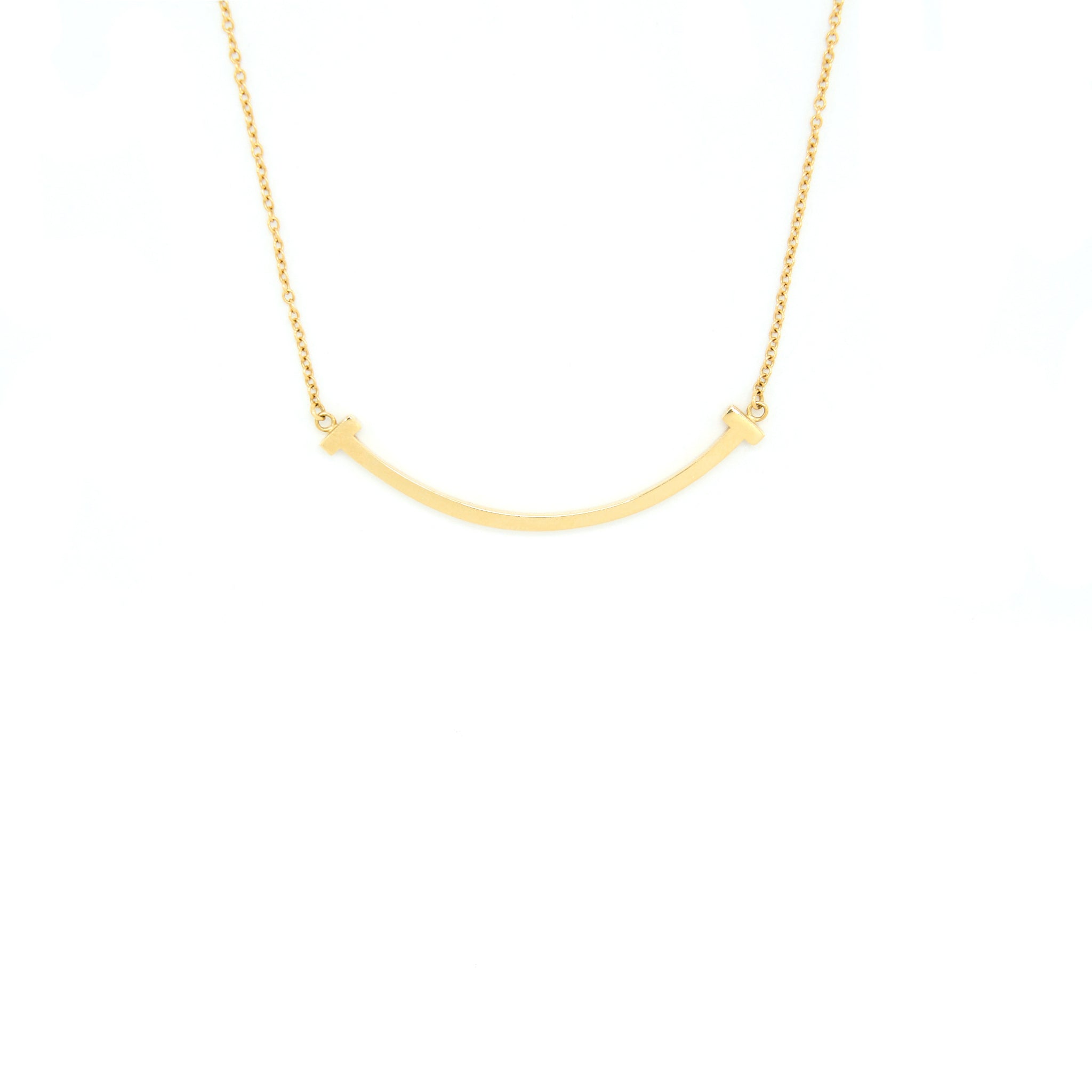 TIFFANY SMALL T SMILE PENDANT NECKLACE YELLOW GOLD